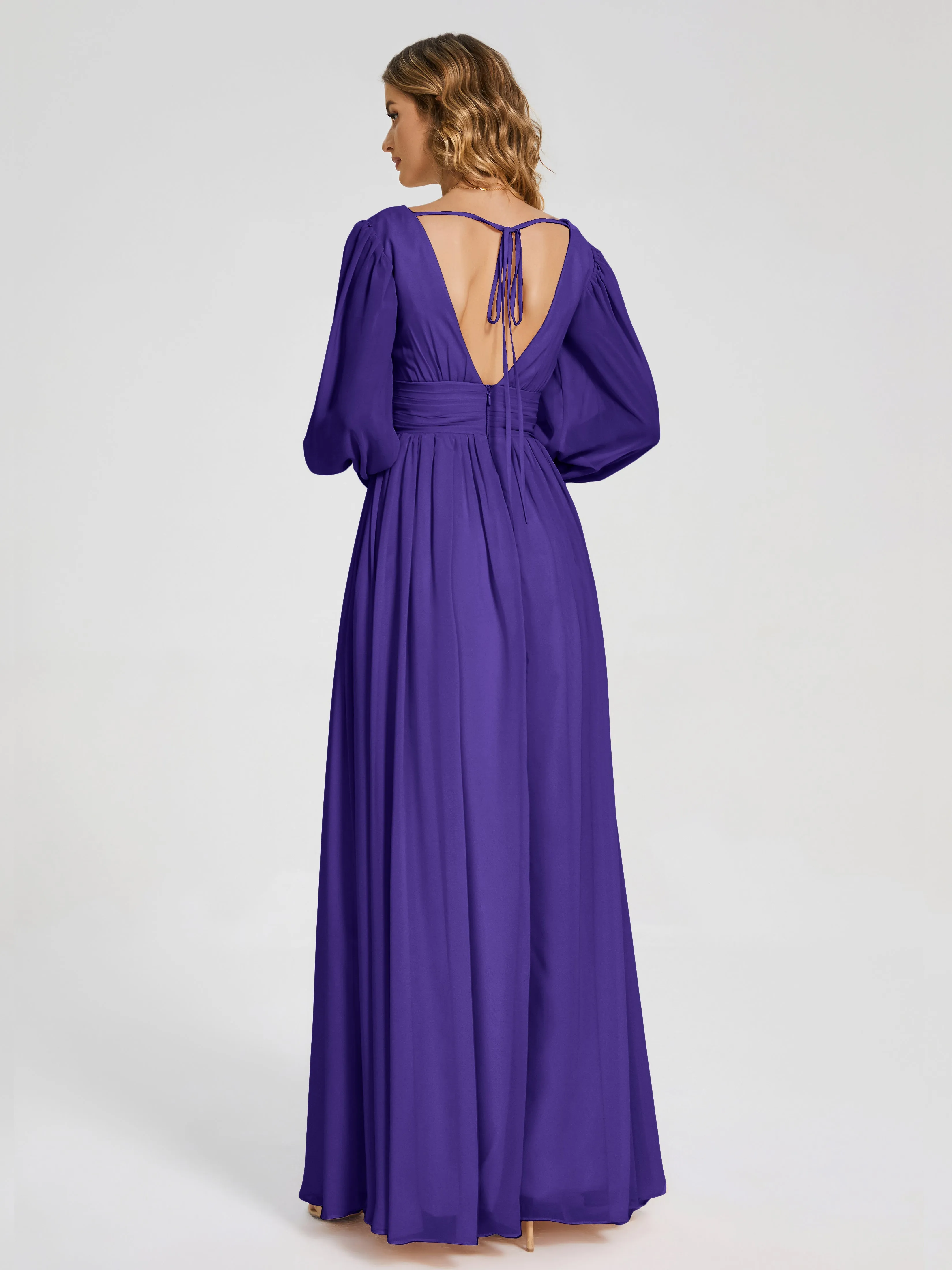 Journey Long Sleeves Split Chiffon Bridesmaid Dresses