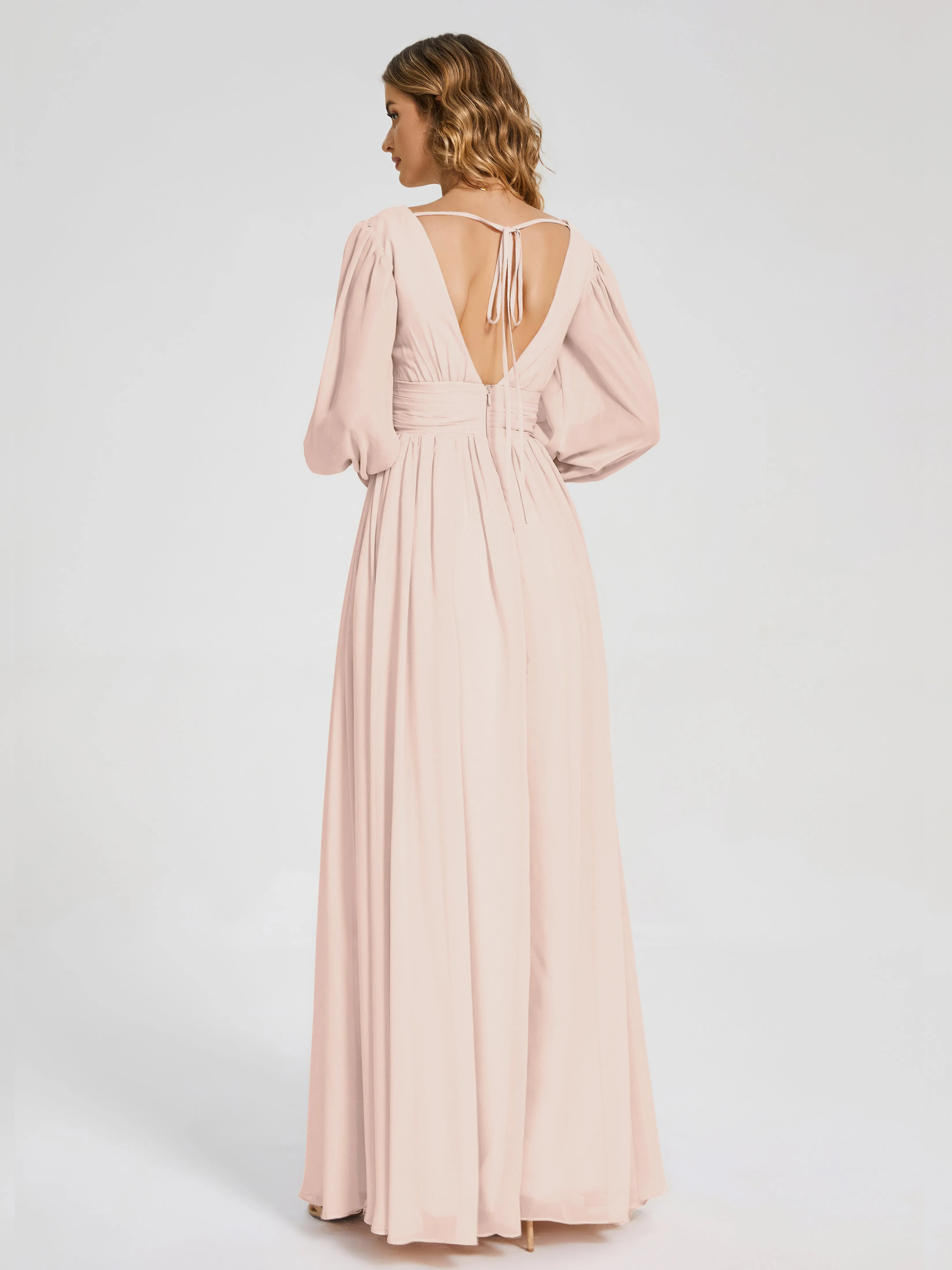 Journey Long Sleeves Split Chiffon Bridesmaid Dresses