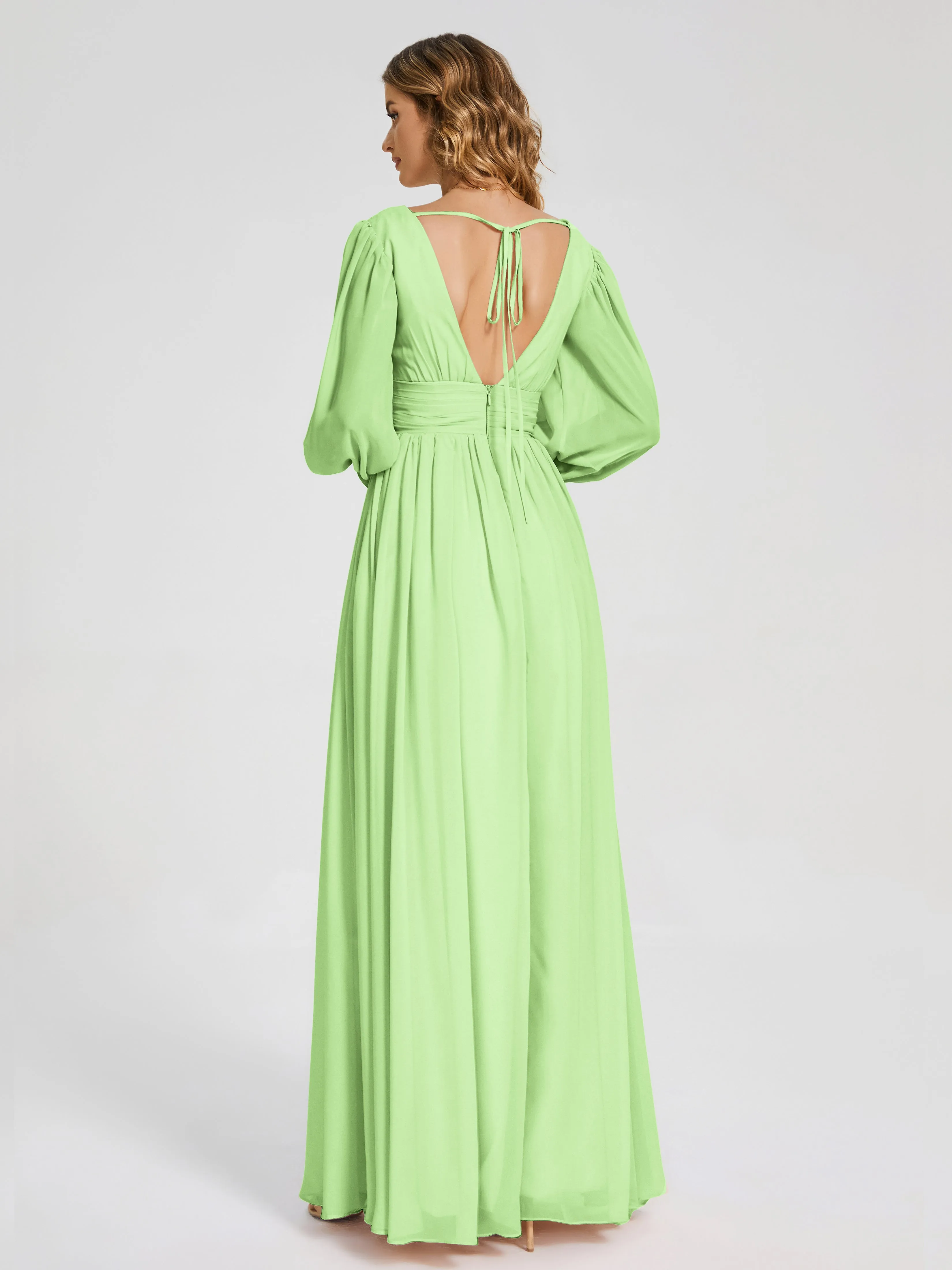 Journey Long Sleeves Split Chiffon Bridesmaid Dresses