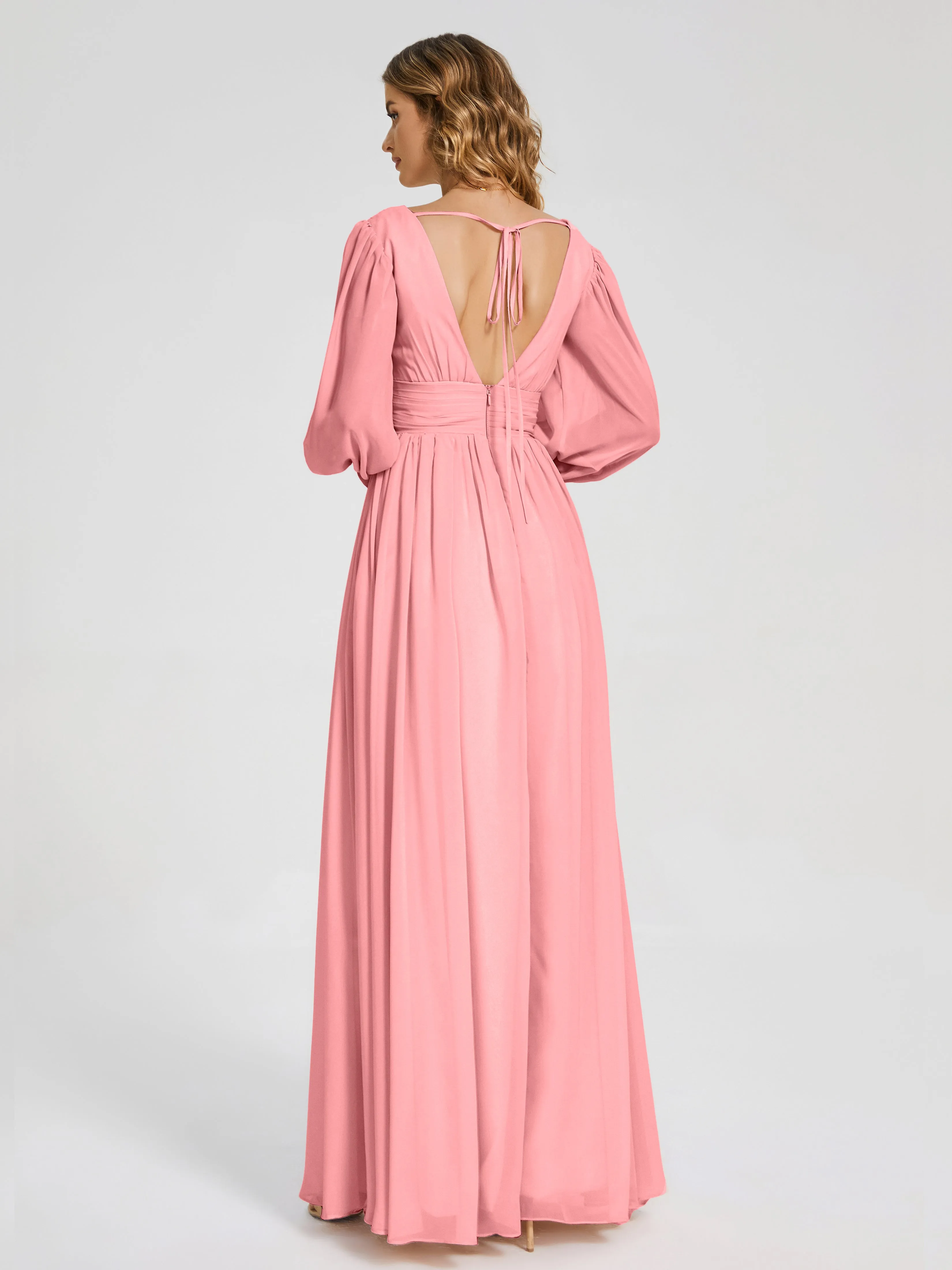 Journey Long Sleeves Split Chiffon Bridesmaid Dresses