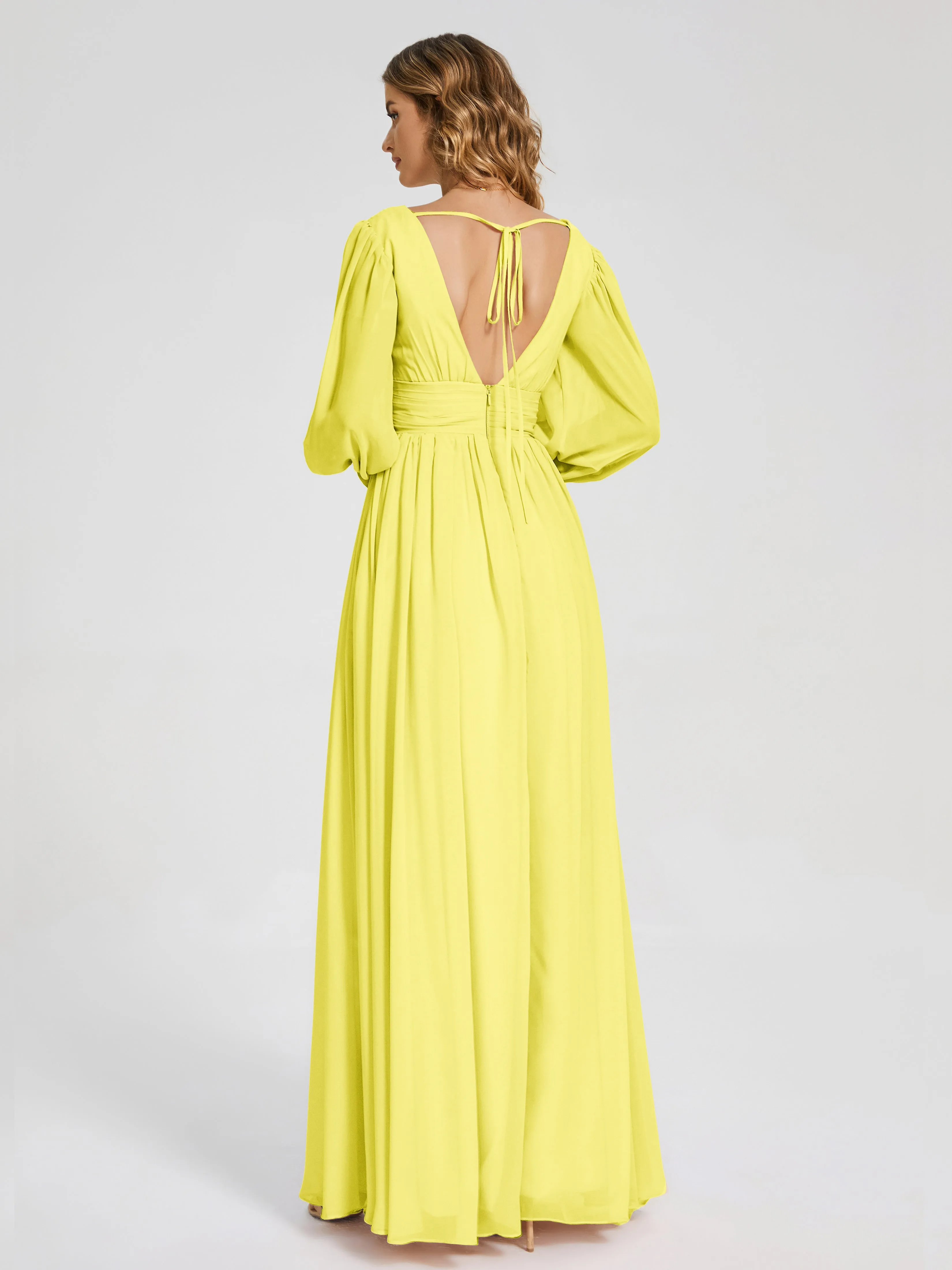 Journey Long Sleeves Split Chiffon Bridesmaid Dresses