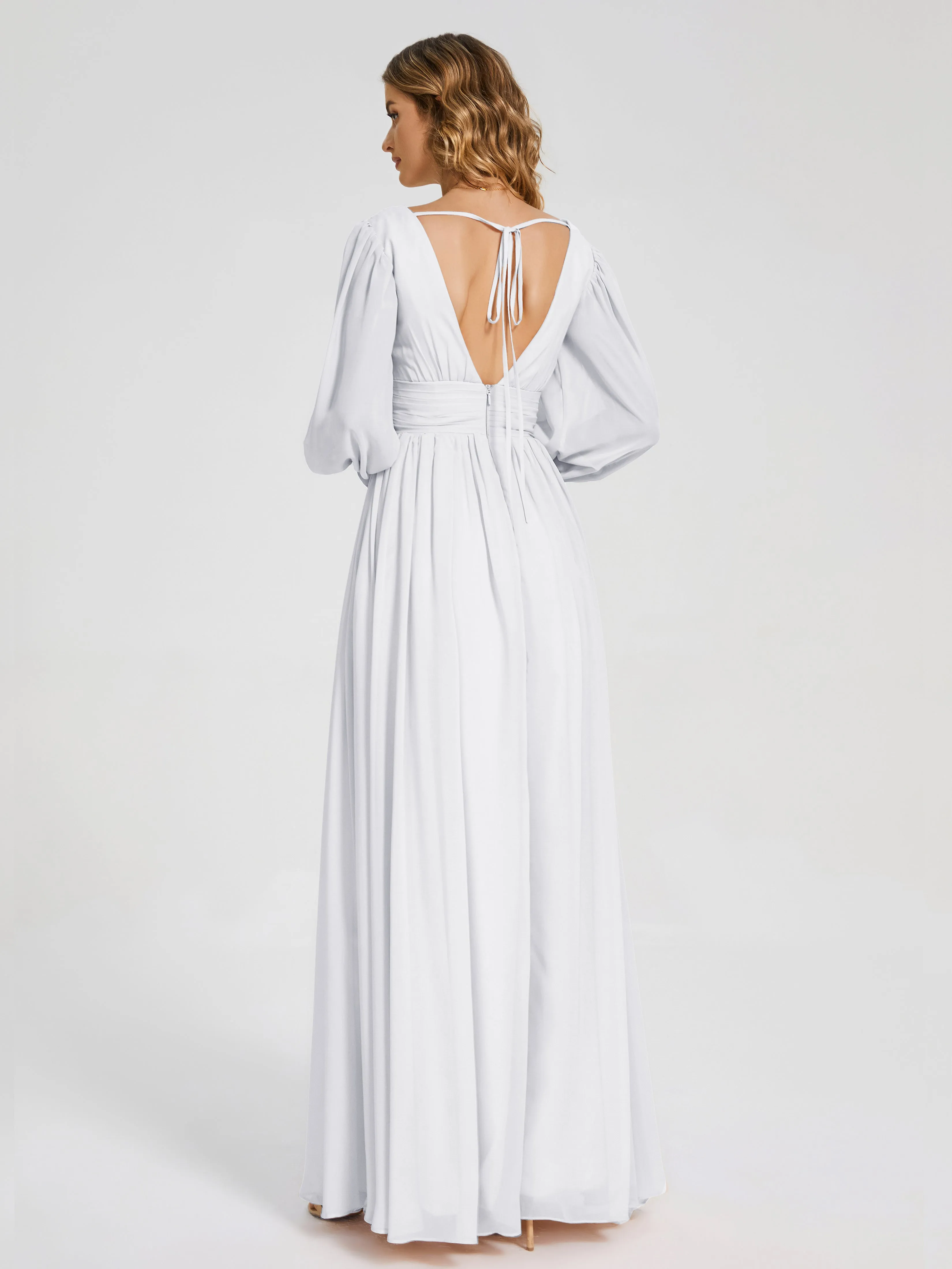 Journey Long Sleeves Split Chiffon Bridesmaid Dresses