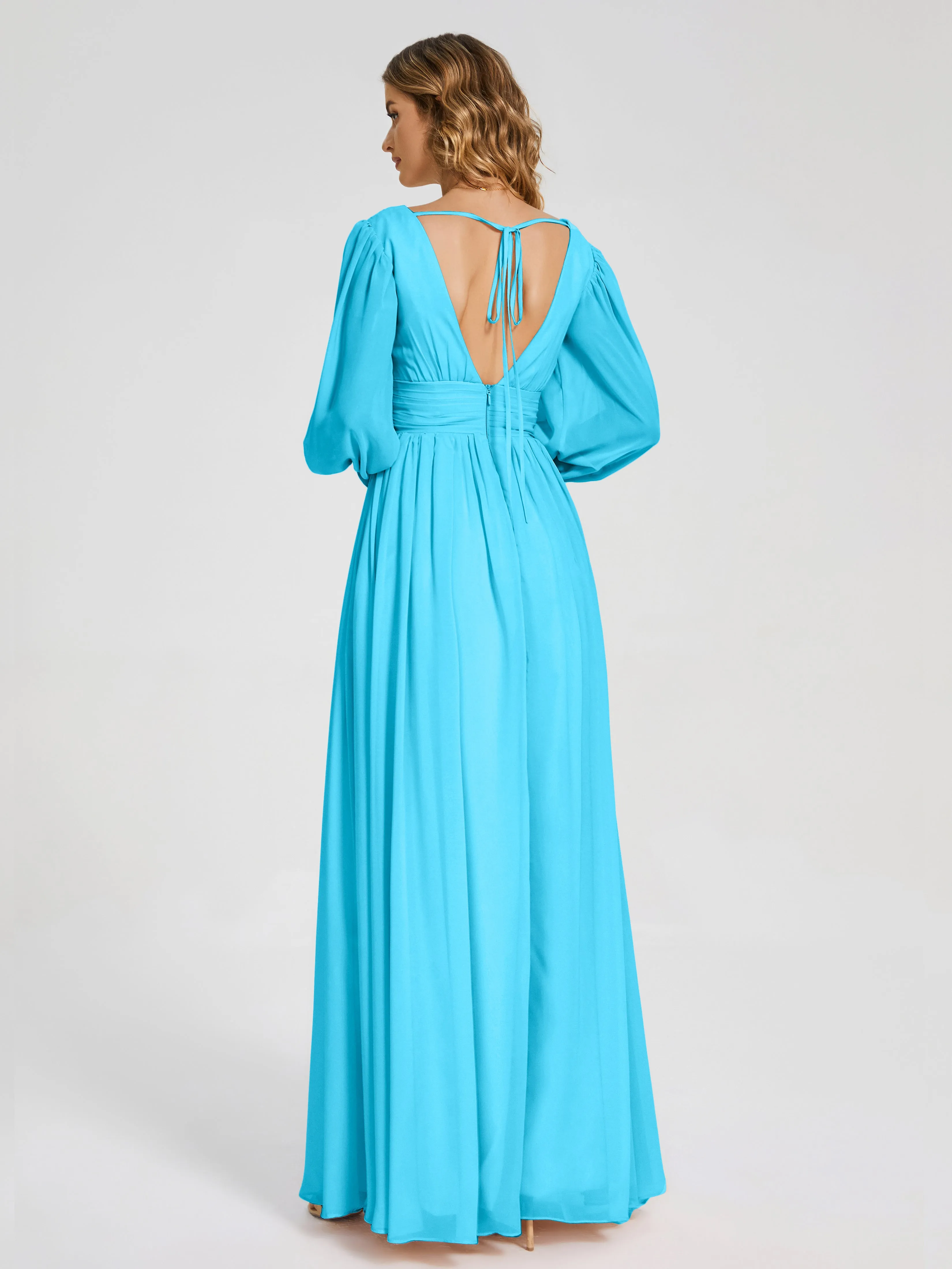 Journey Long Sleeves Split Chiffon Bridesmaid Dresses