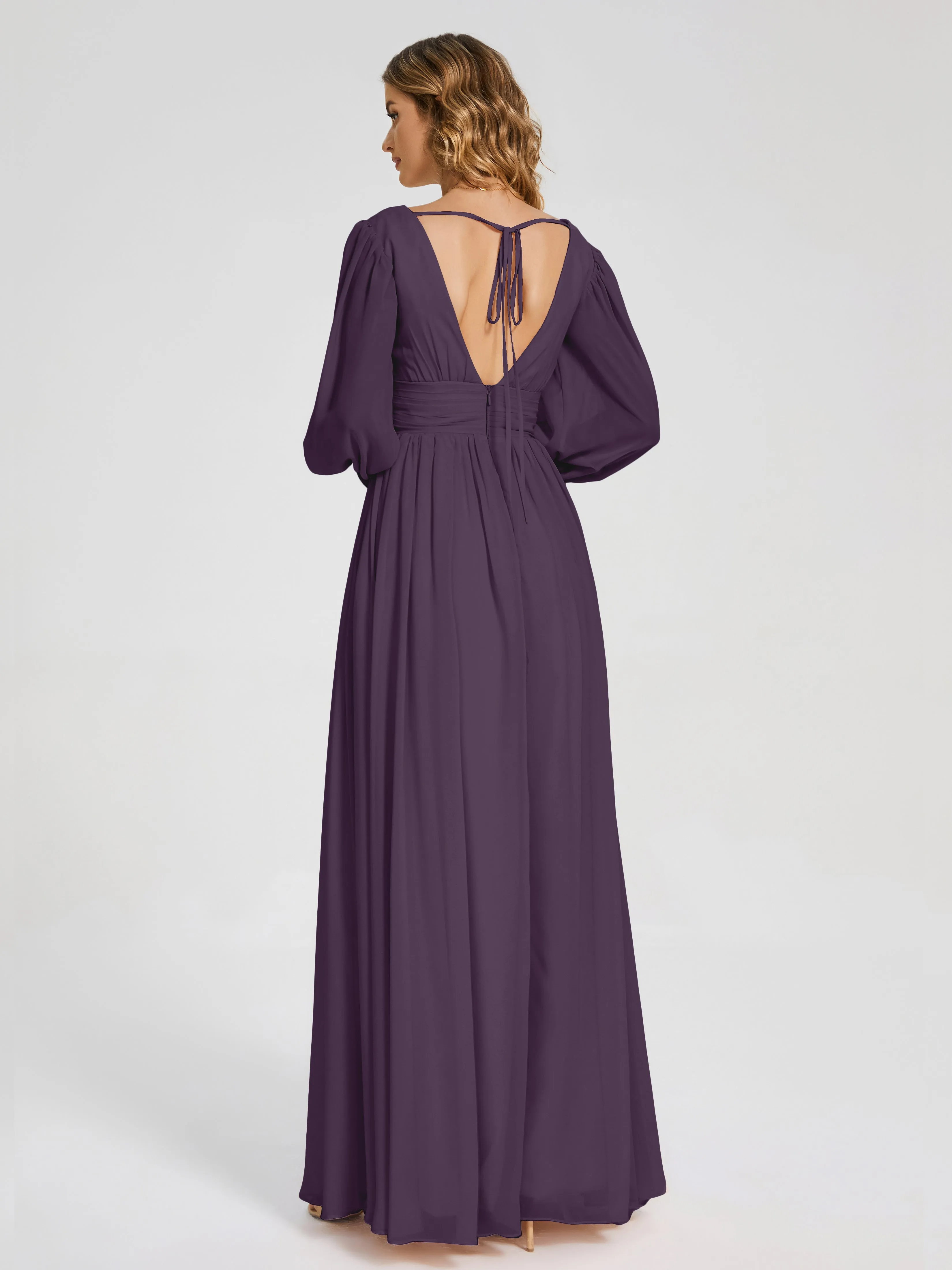 Journey Long Sleeves Split Chiffon Bridesmaid Dresses