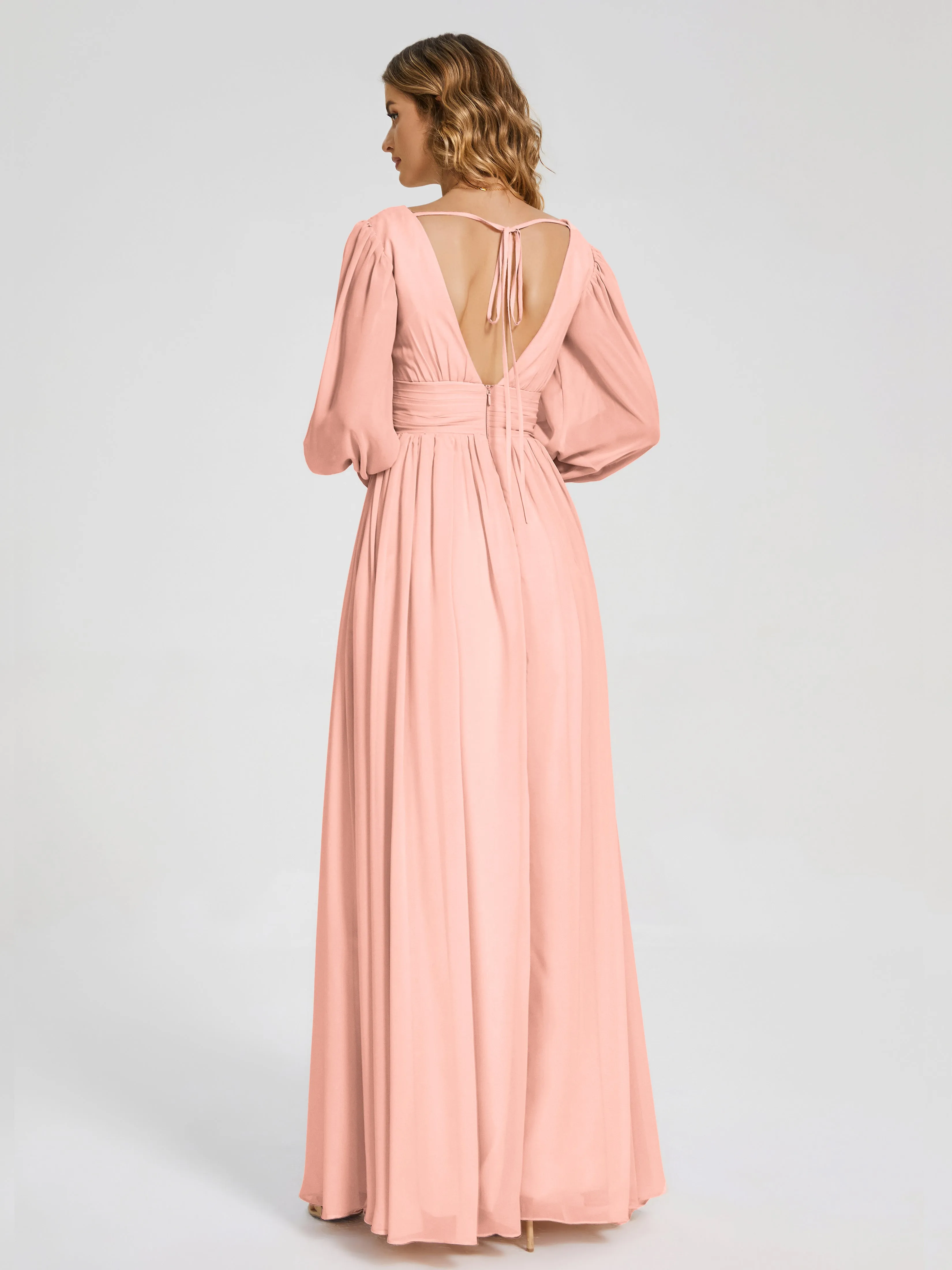 Journey Long Sleeves Split Chiffon Bridesmaid Dresses
