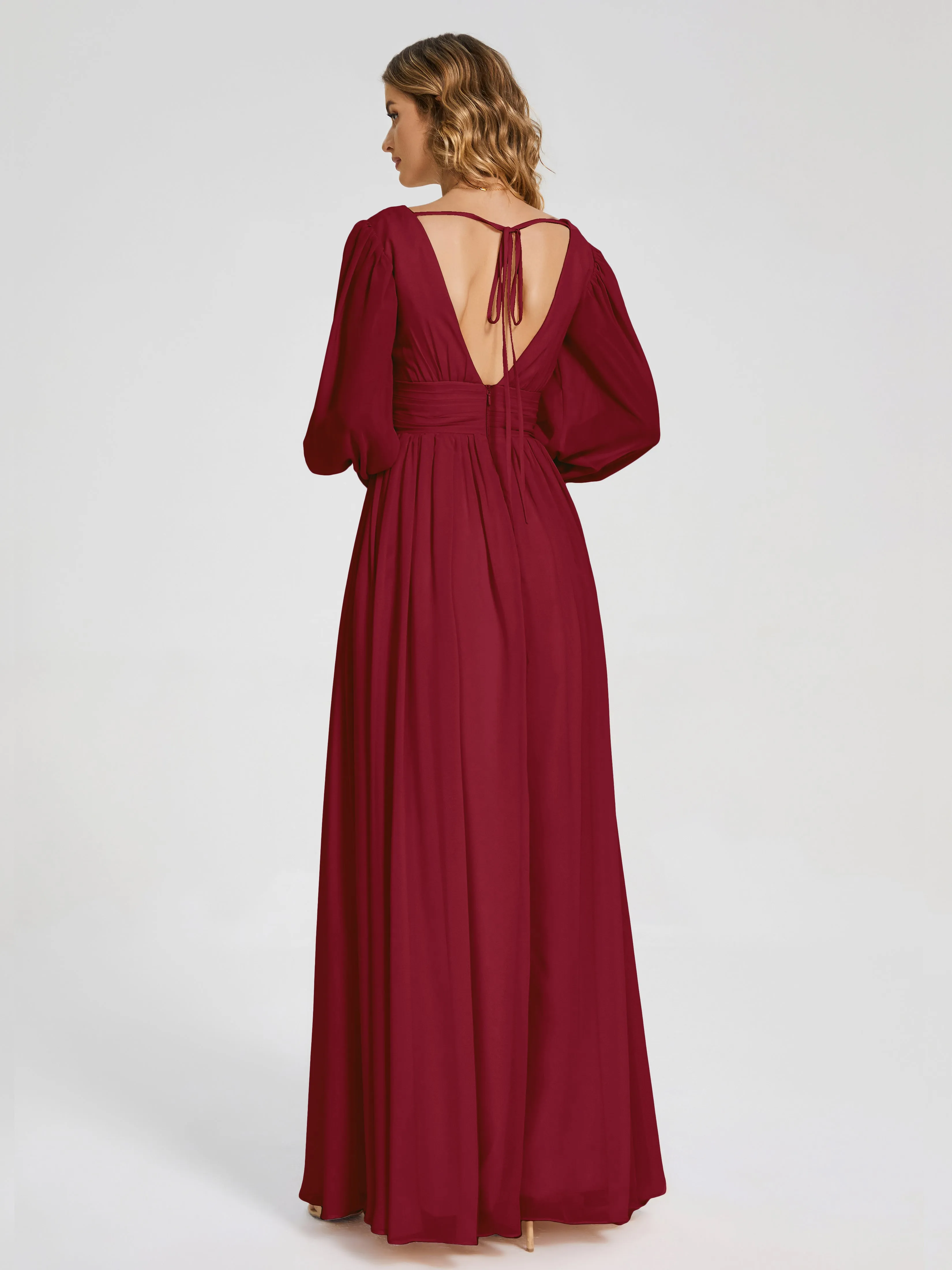 Journey Long Sleeves Split Chiffon Bridesmaid Dresses