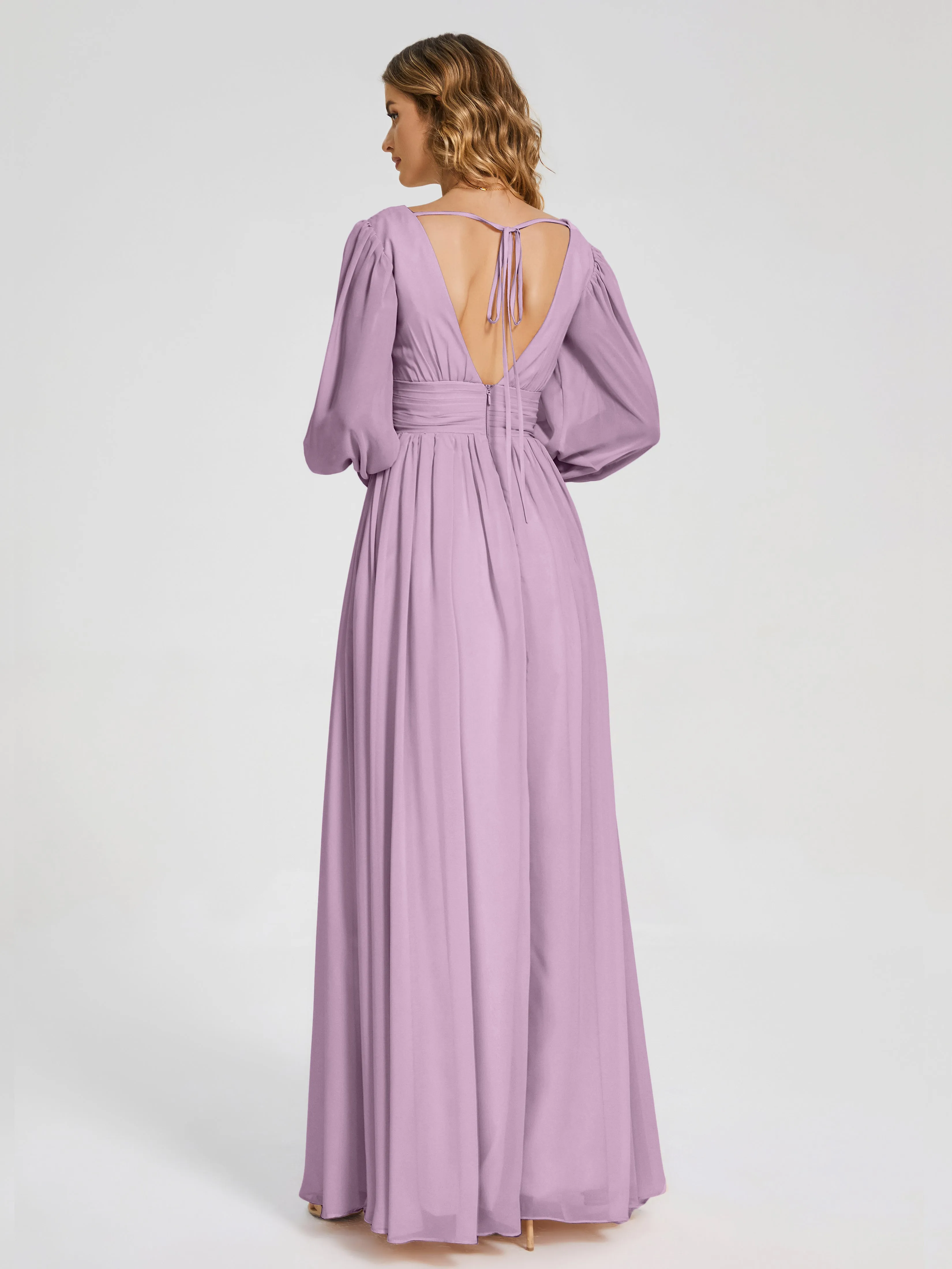 Journey Long Sleeves Split Chiffon Bridesmaid Dresses