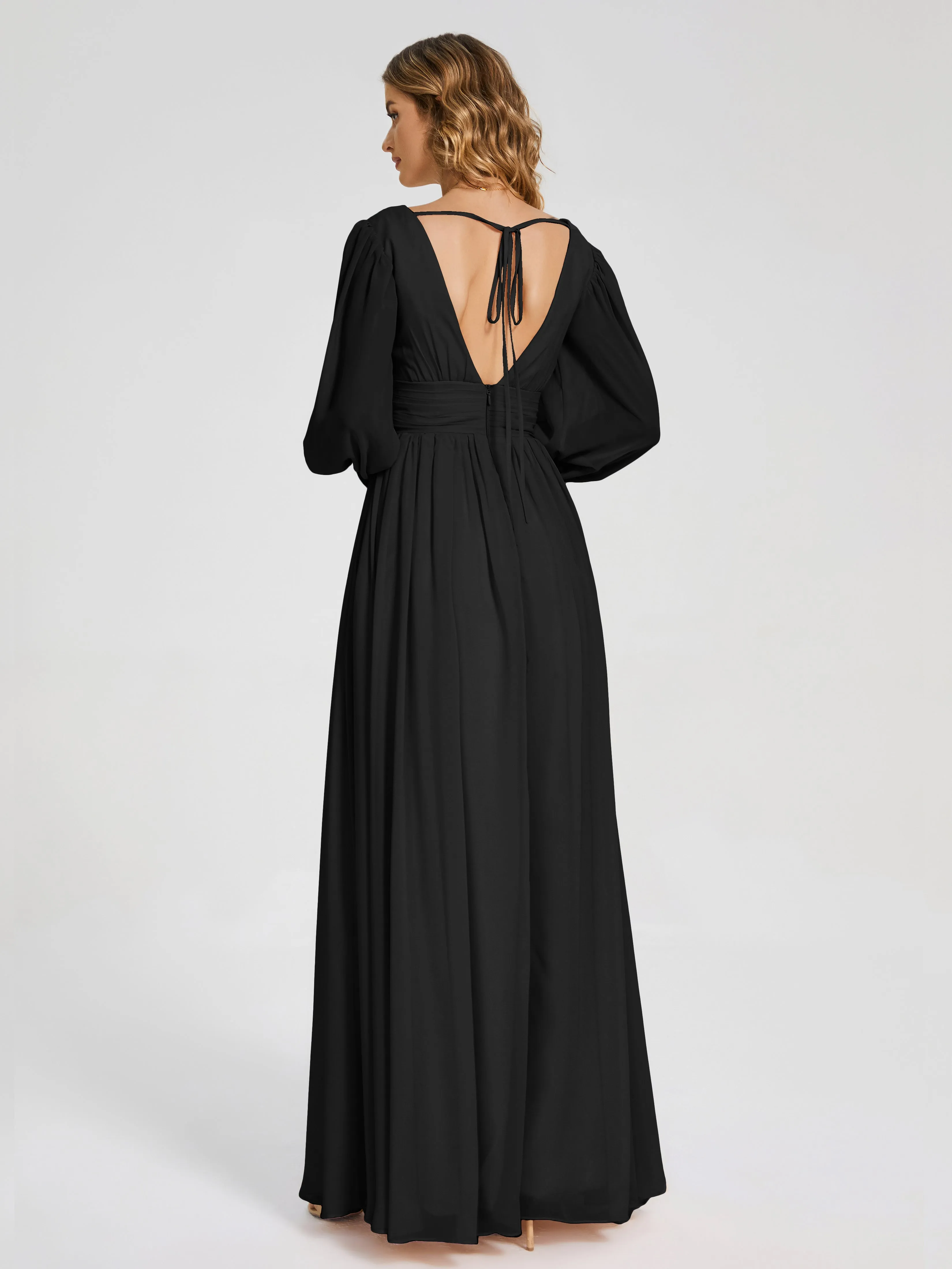 Journey Long Sleeves Split Chiffon Bridesmaid Dresses