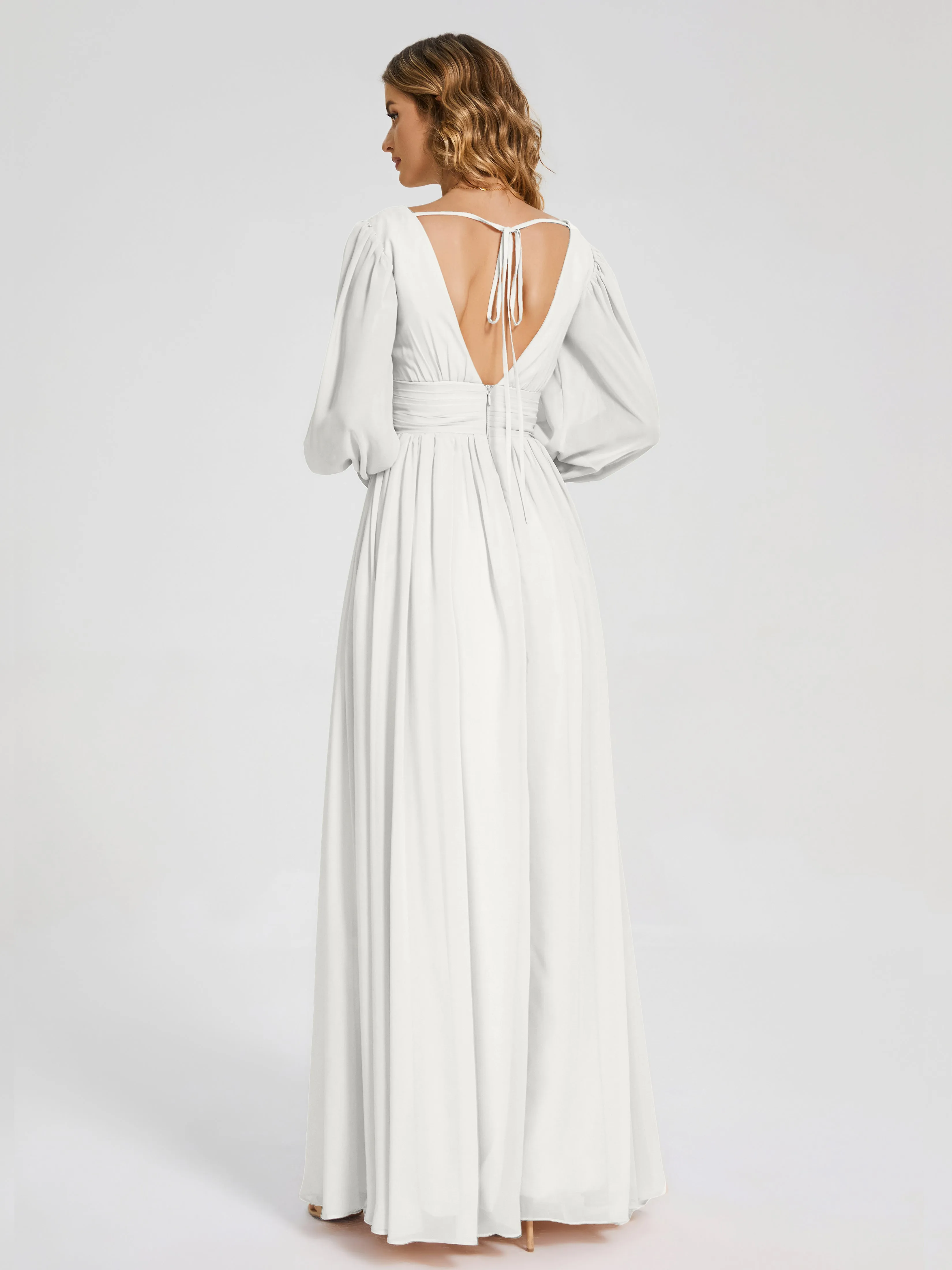 Journey Long Sleeves Split Chiffon Bridesmaid Dresses