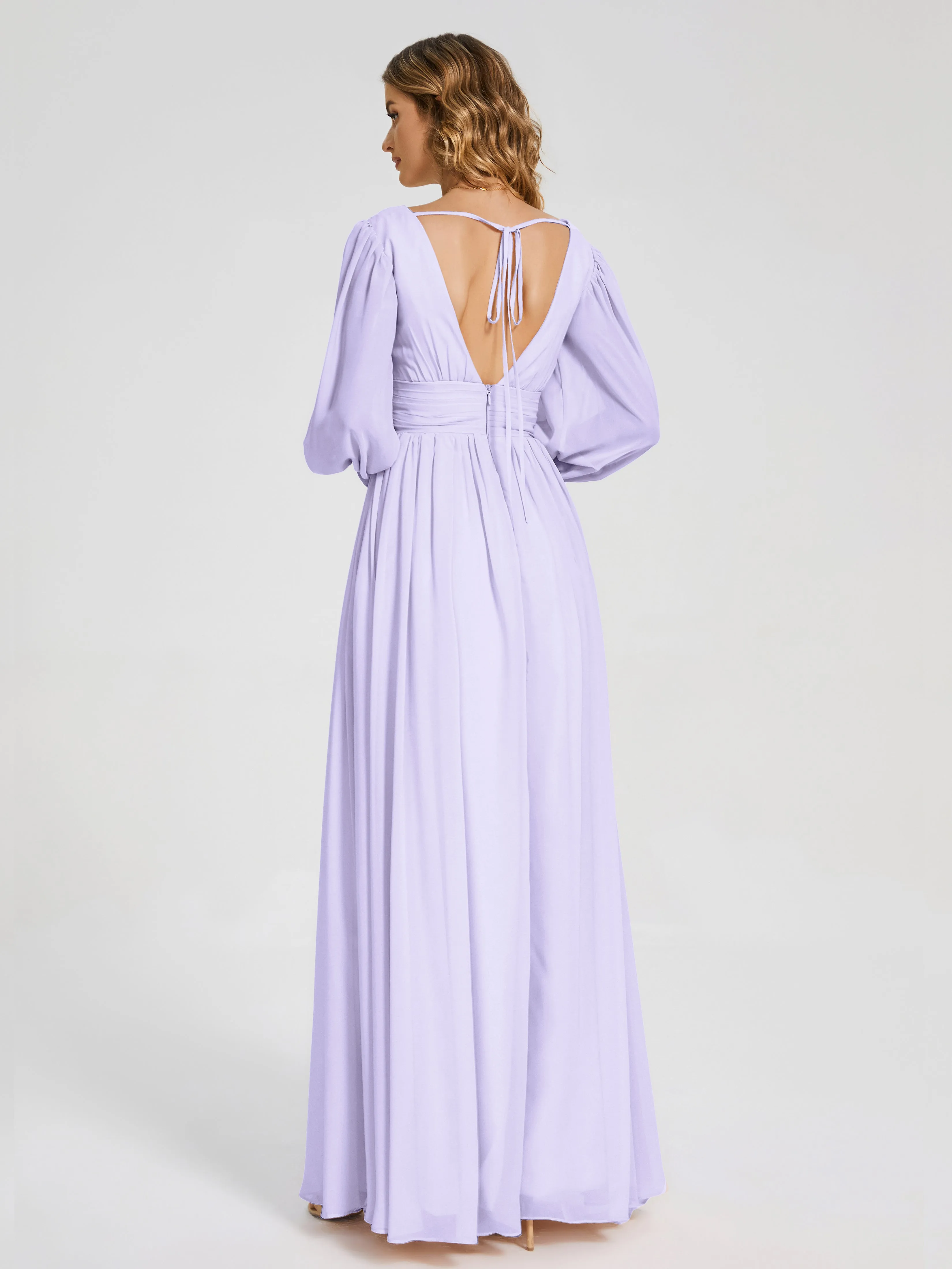 Journey Long Sleeves Split Chiffon Bridesmaid Dresses
