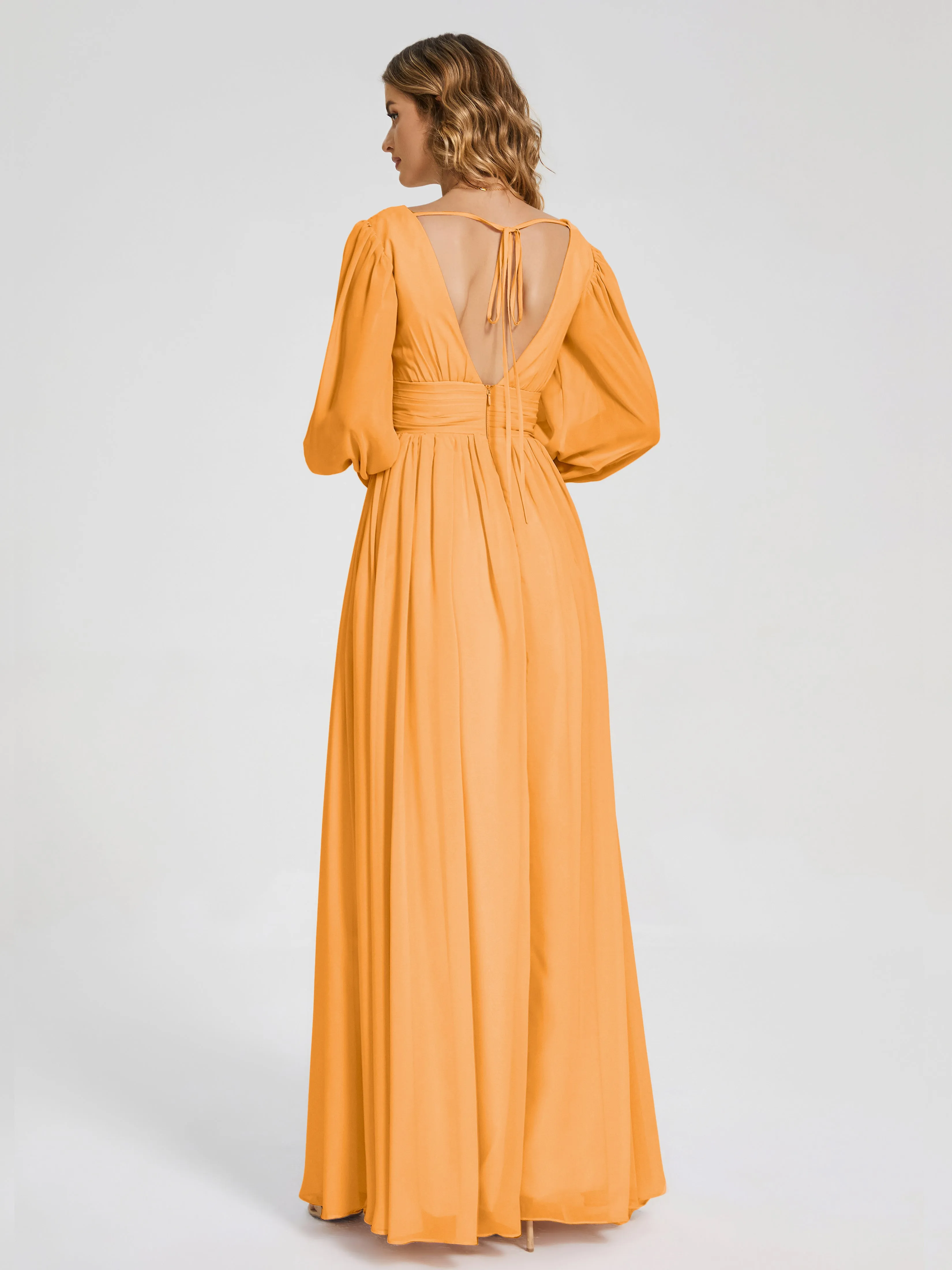 Journey Long Sleeves Split Chiffon Bridesmaid Dresses