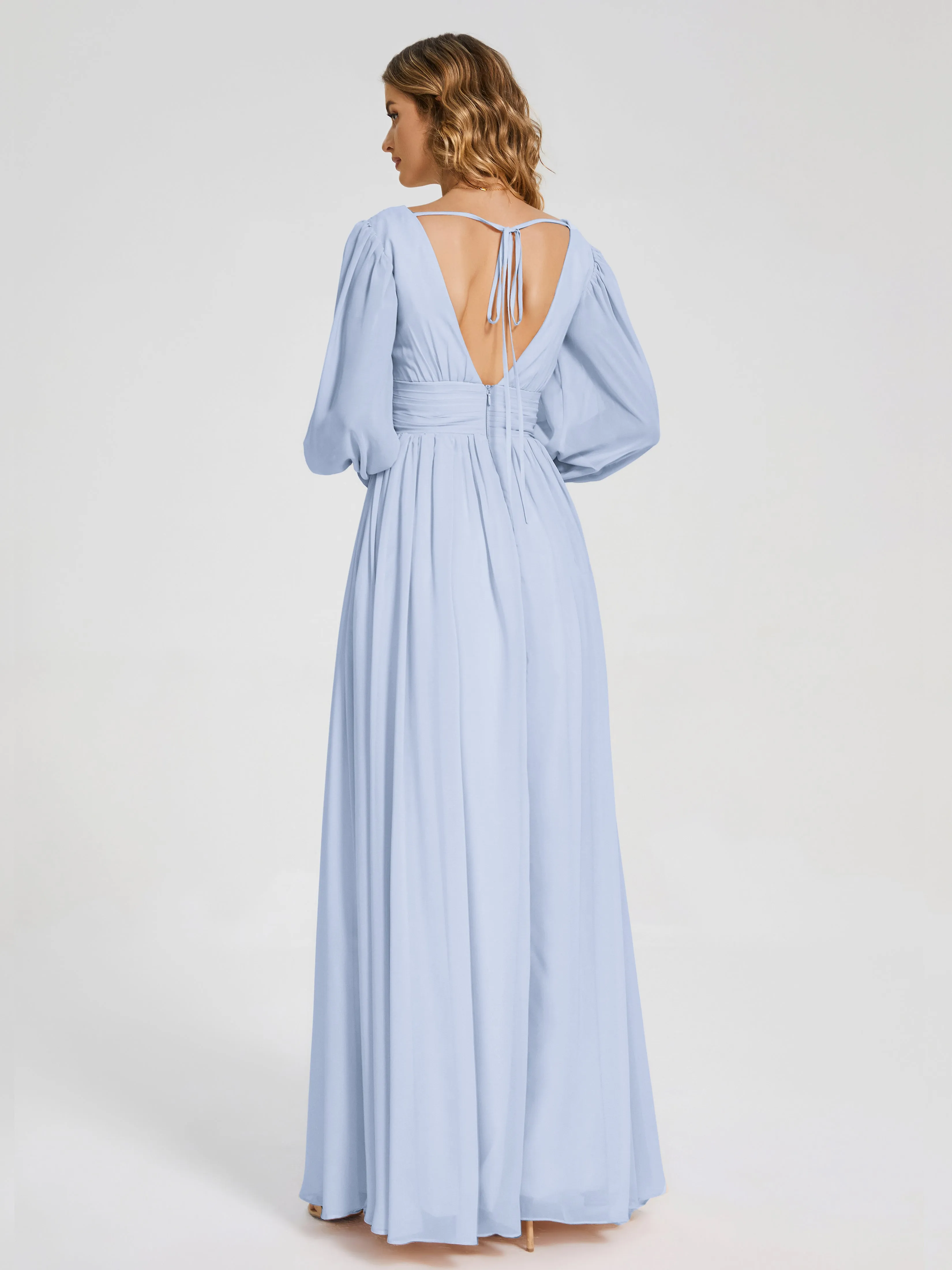 Journey Long Sleeves Split Chiffon Bridesmaid Dresses