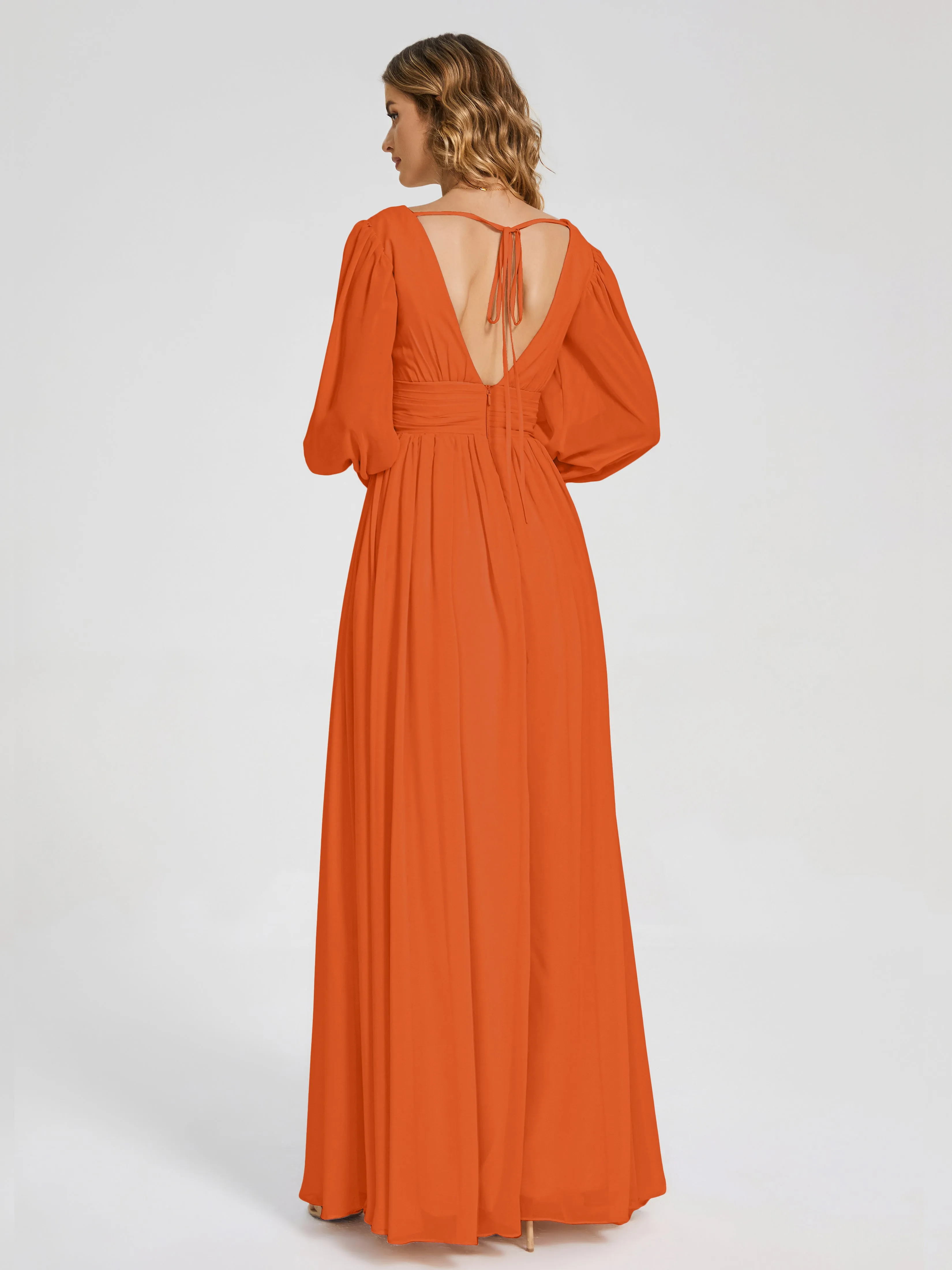 Journey Long Sleeves Split Chiffon Bridesmaid Dresses