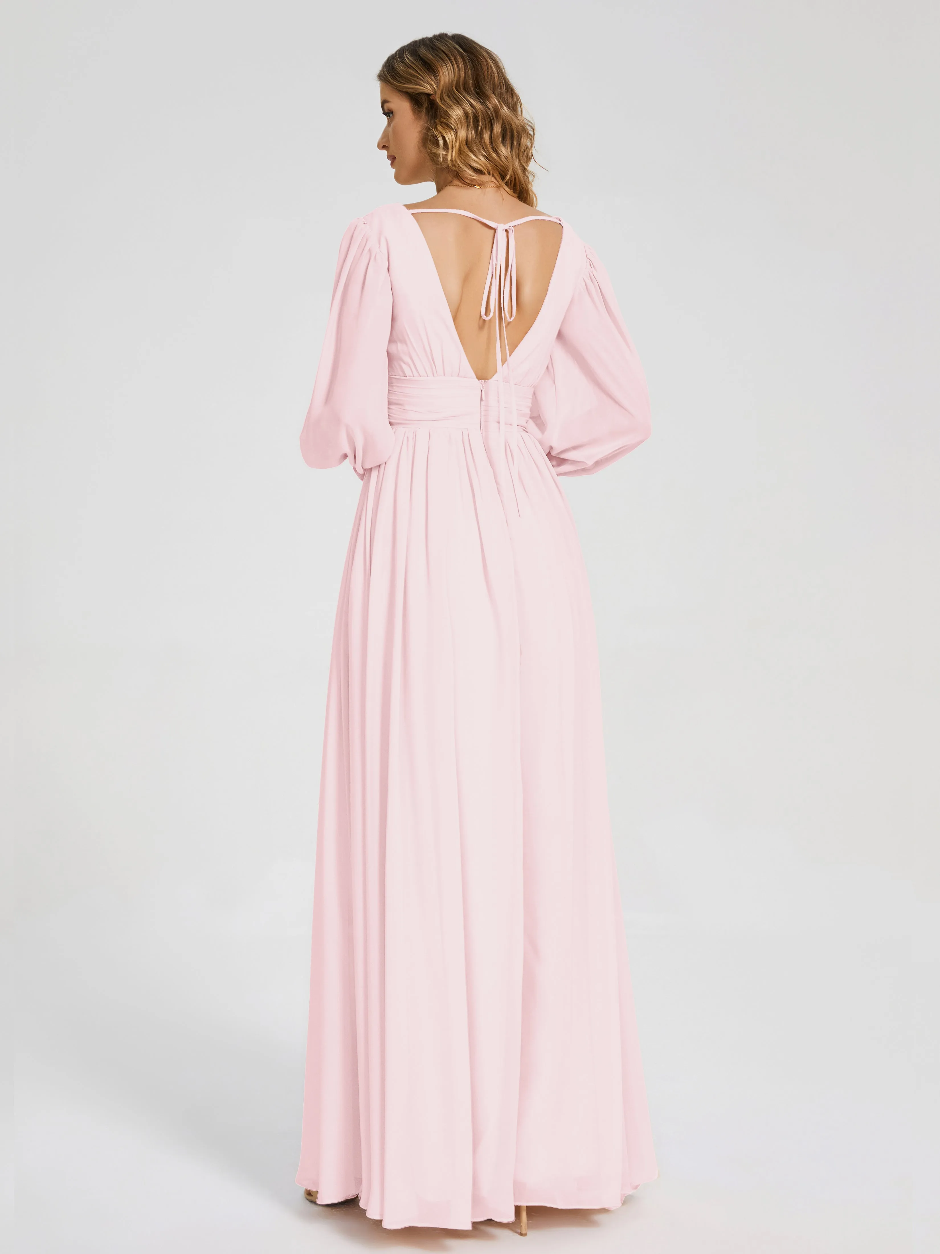 Journey Long Sleeves Split Chiffon Bridesmaid Dresses