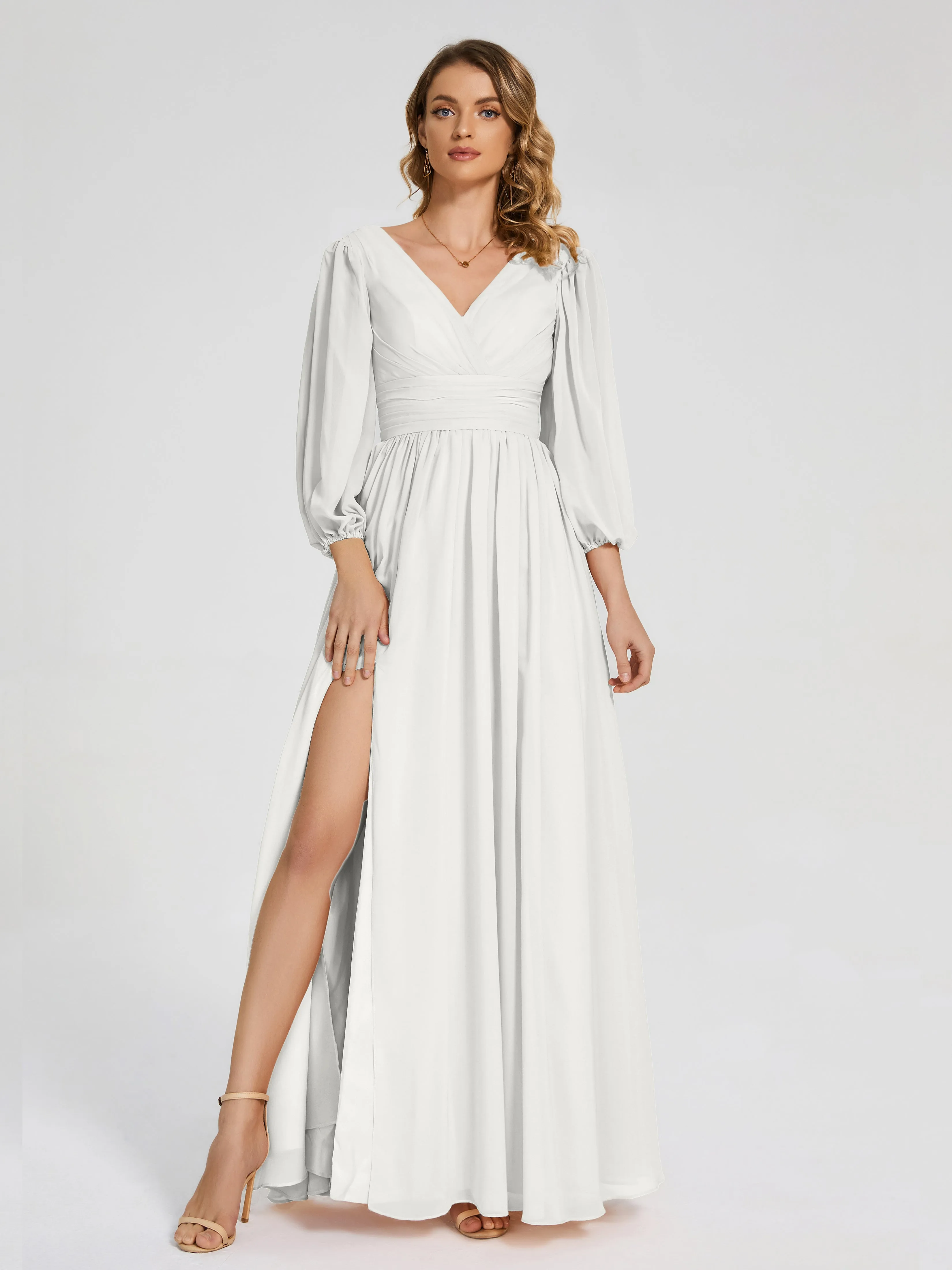 Journey Long Sleeves Split Chiffon Bridesmaid Dresses