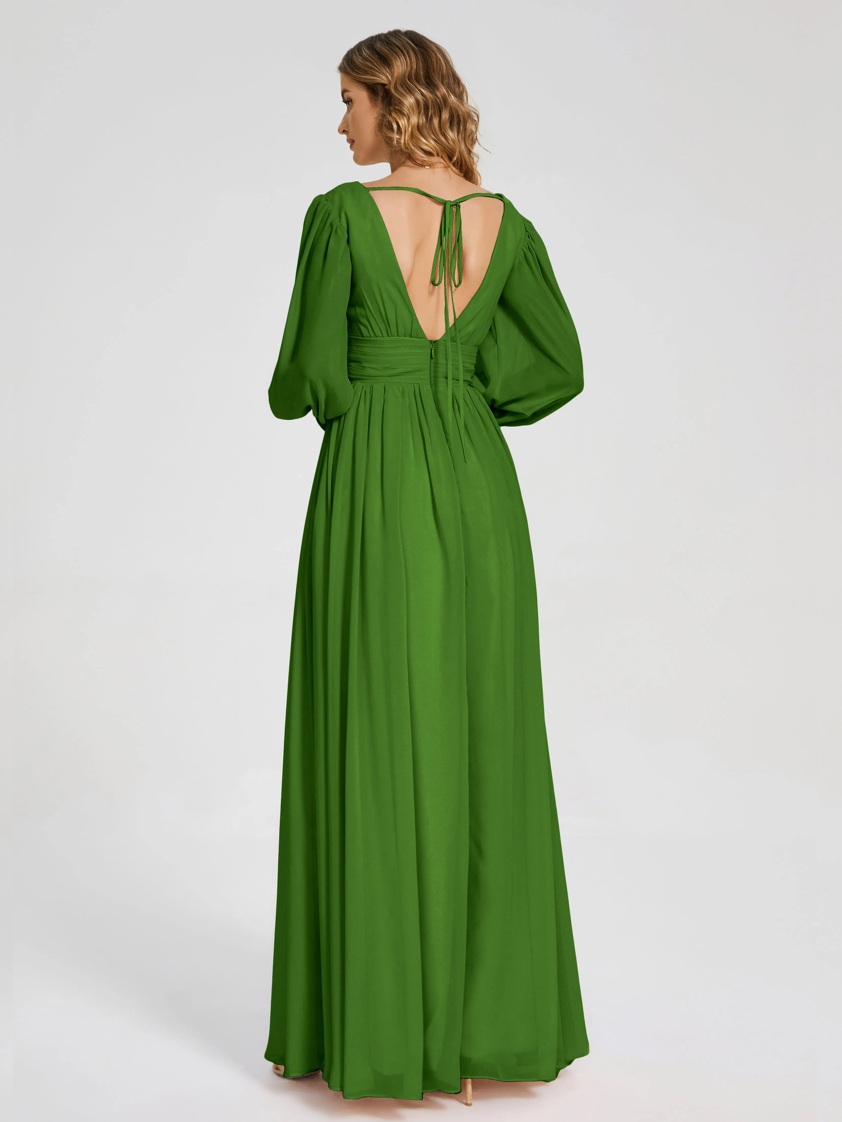 Journey Long Sleeves Split Chiffon Bridesmaid Dresses