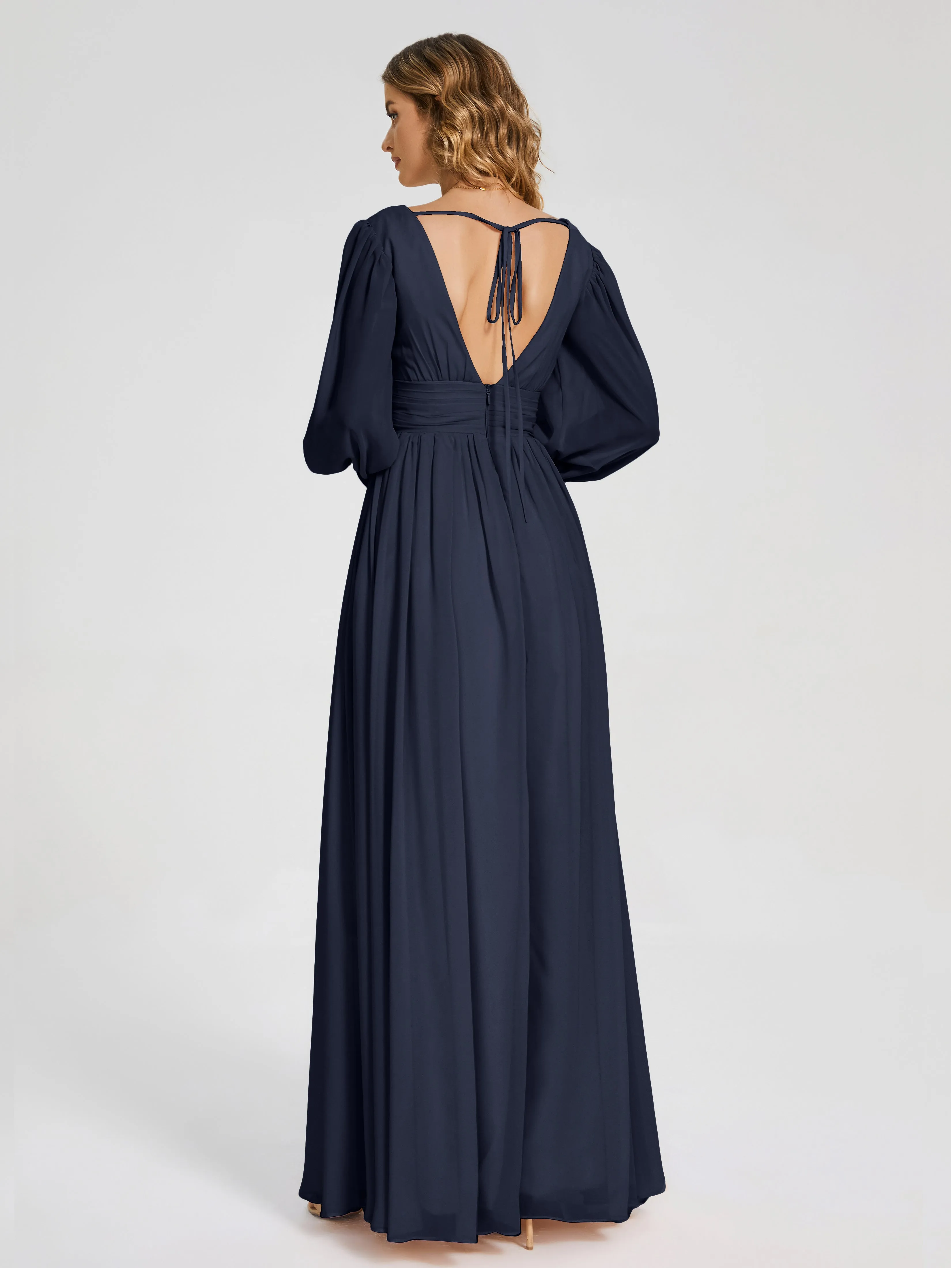 Journey Long Sleeves Split Chiffon Bridesmaid Dresses