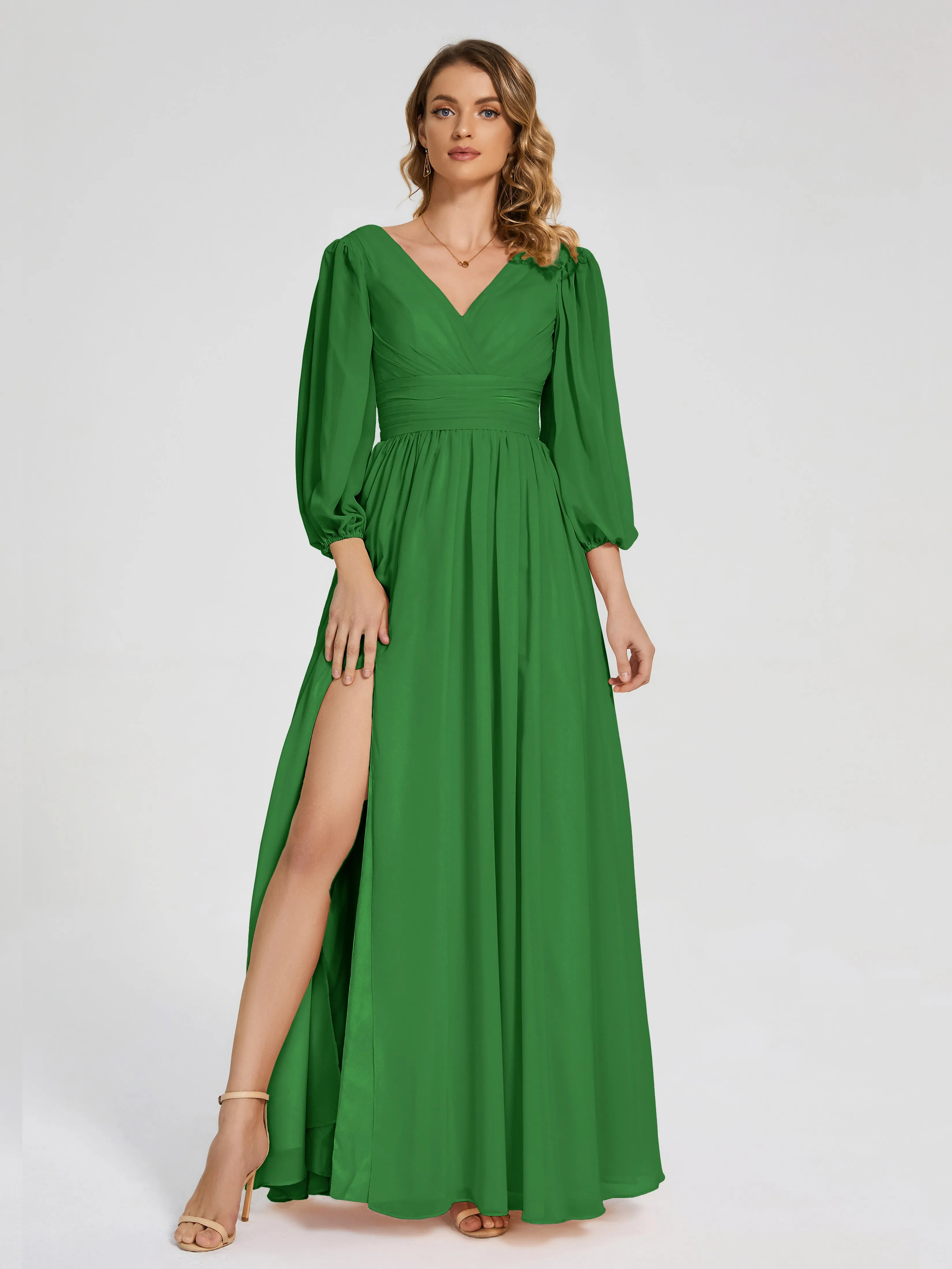 Journey Long Sleeves Split Chiffon Bridesmaid Dresses