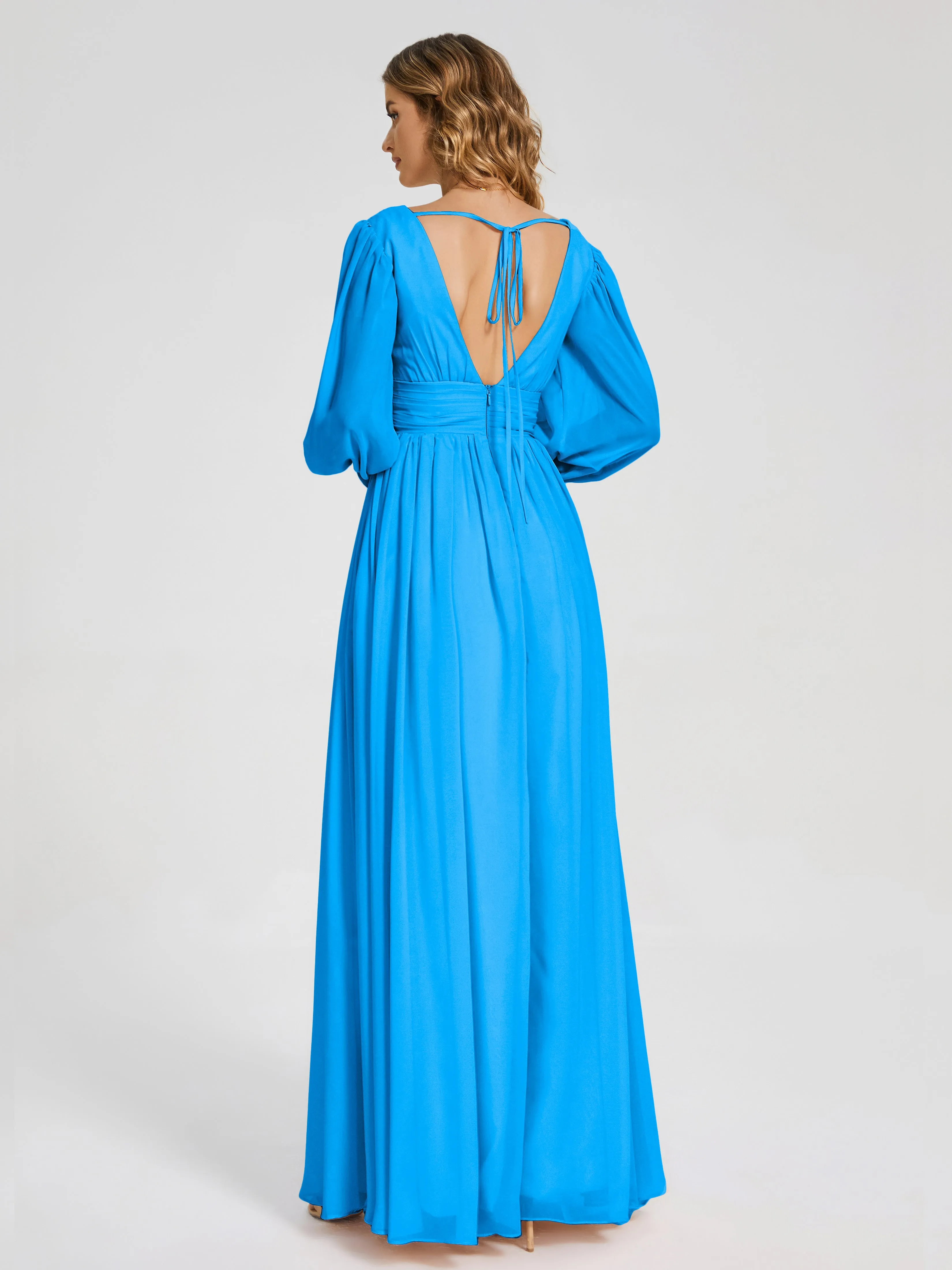 Journey Long Sleeves Split Chiffon Bridesmaid Dresses