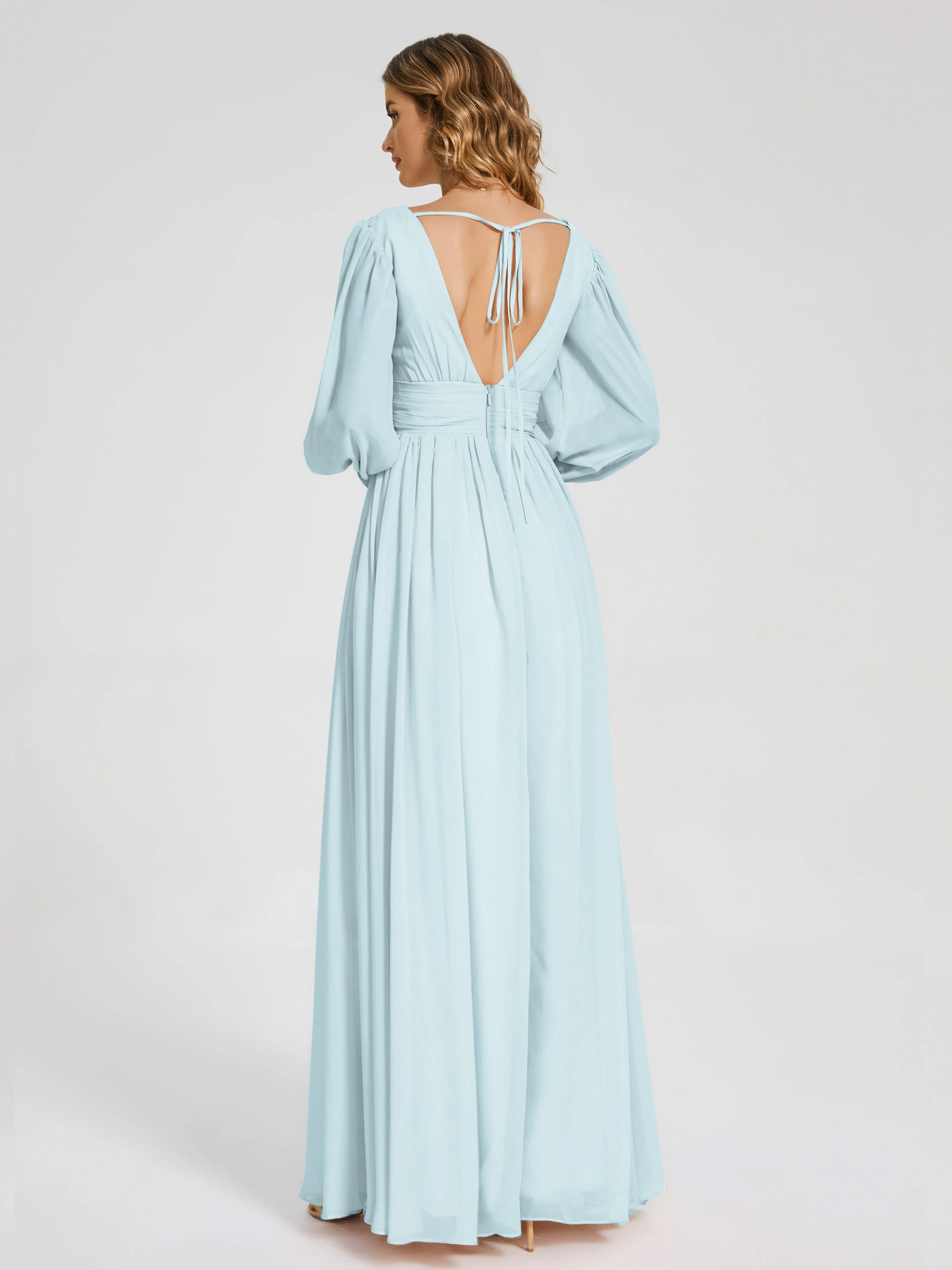 Journey Long Sleeves Split Chiffon Bridesmaid Dresses