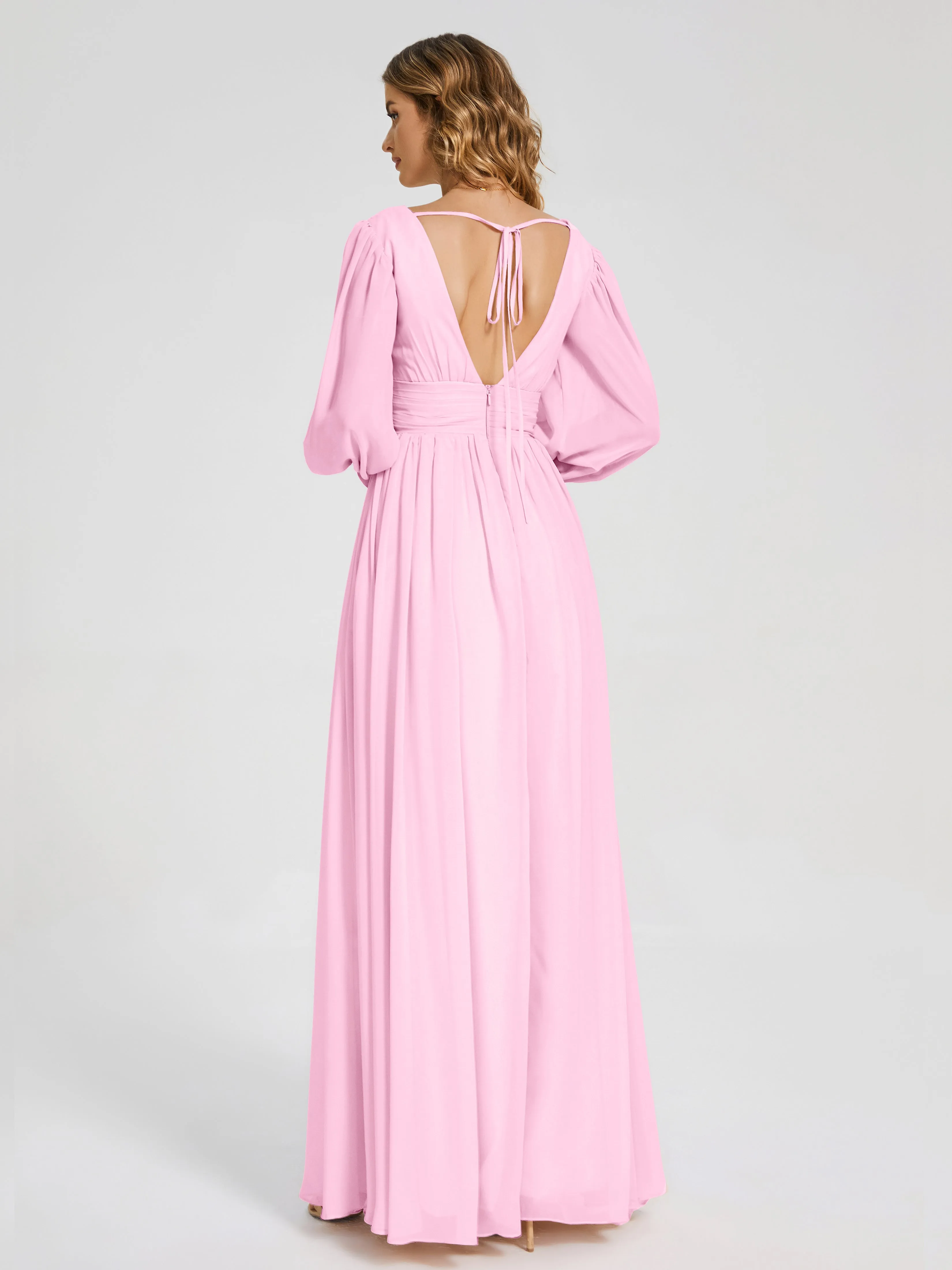 Journey Long Sleeves Split Chiffon Bridesmaid Dresses