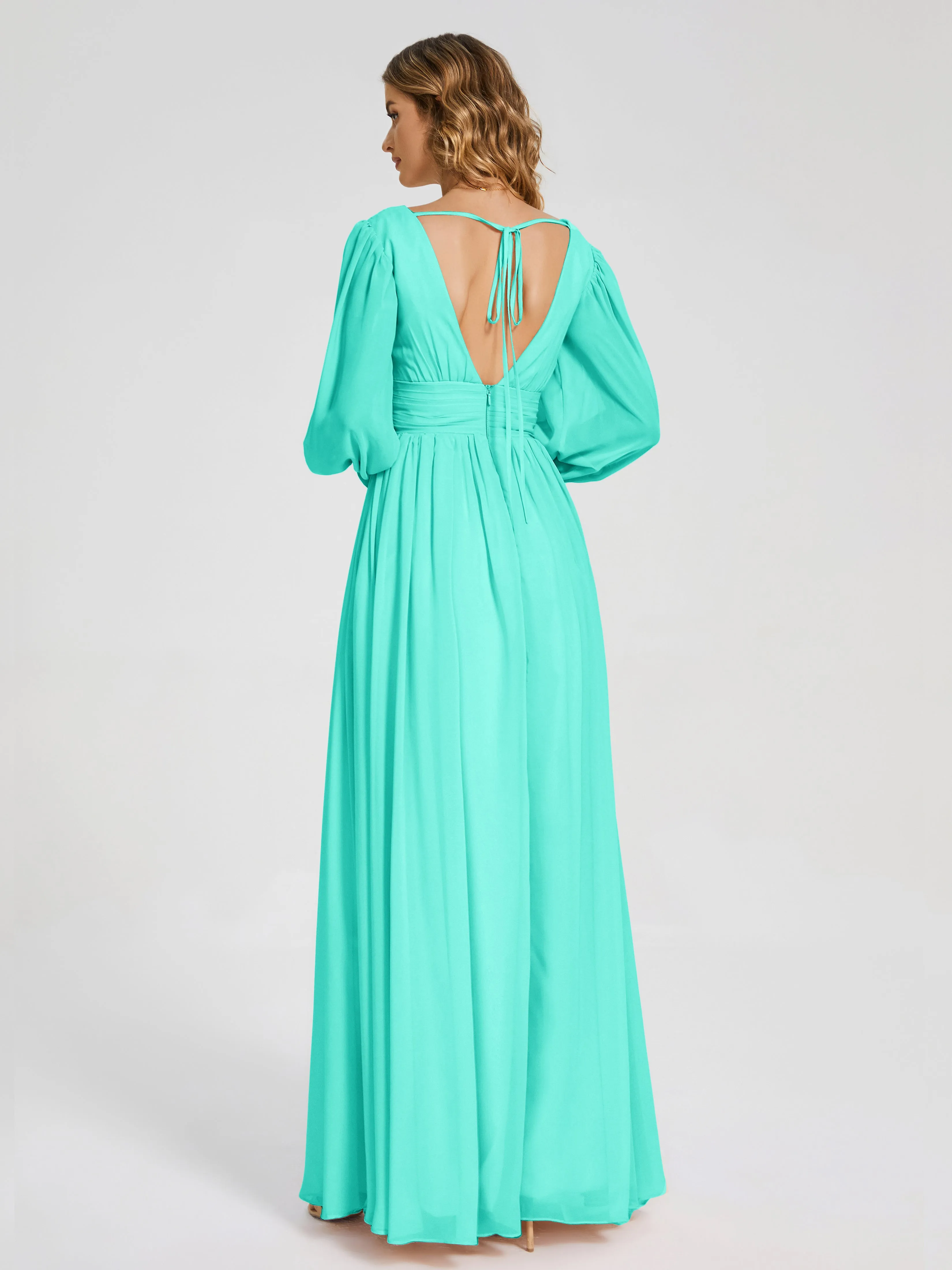 Journey Long Sleeves Split Chiffon Bridesmaid Dresses