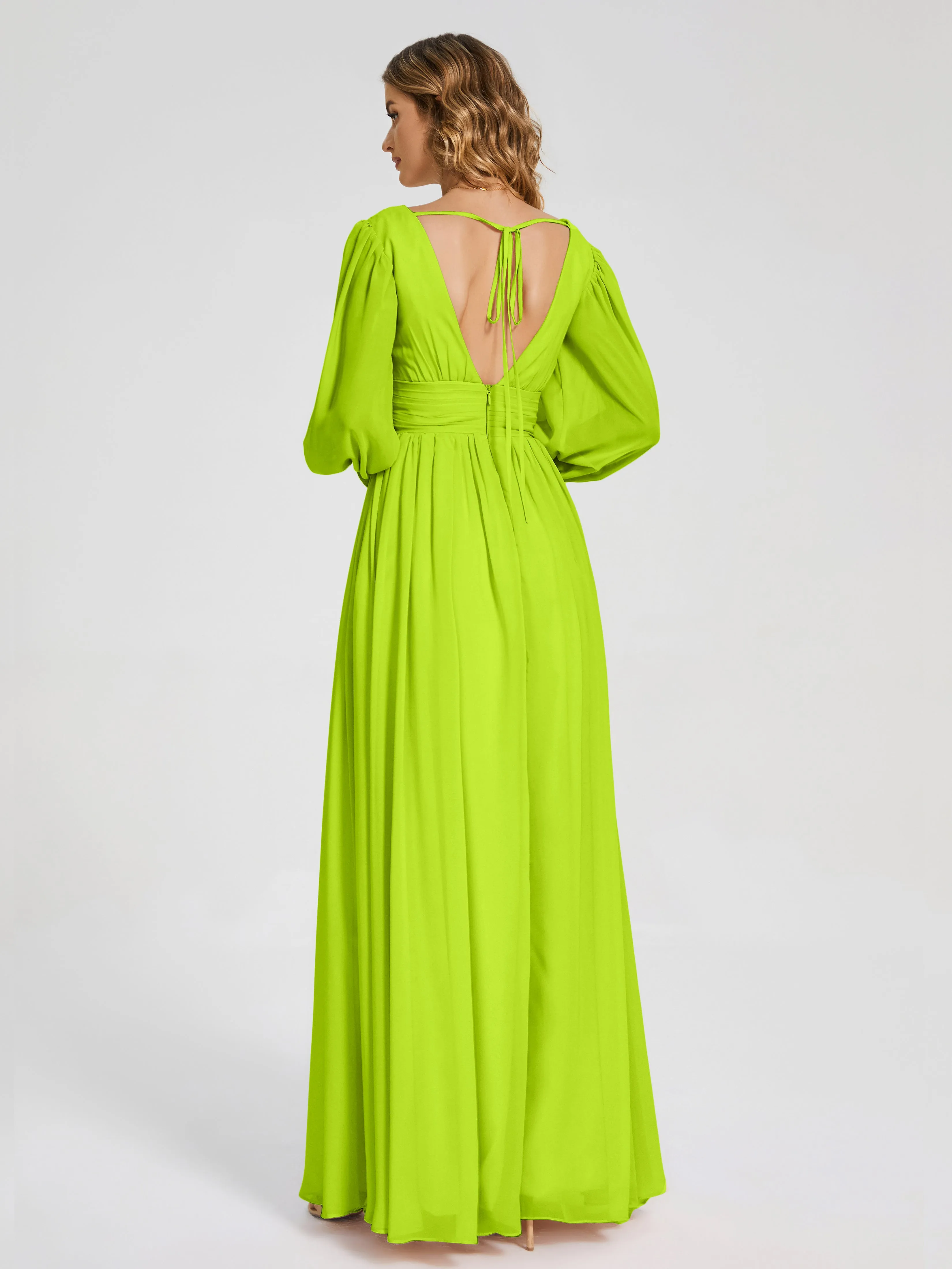 Journey Long Sleeves Split Chiffon Bridesmaid Dresses