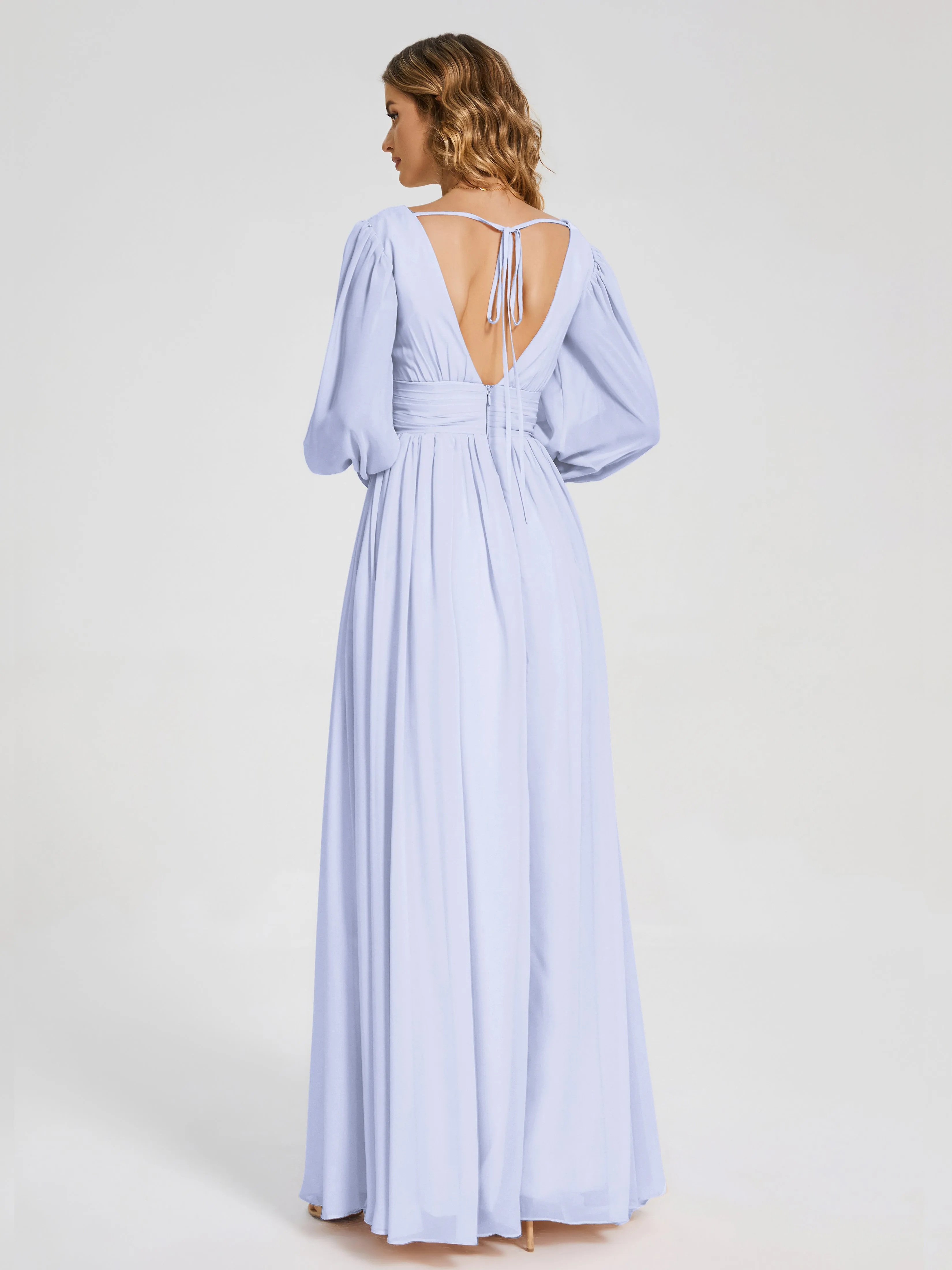 Journey Long Sleeves Split Chiffon Bridesmaid Dresses