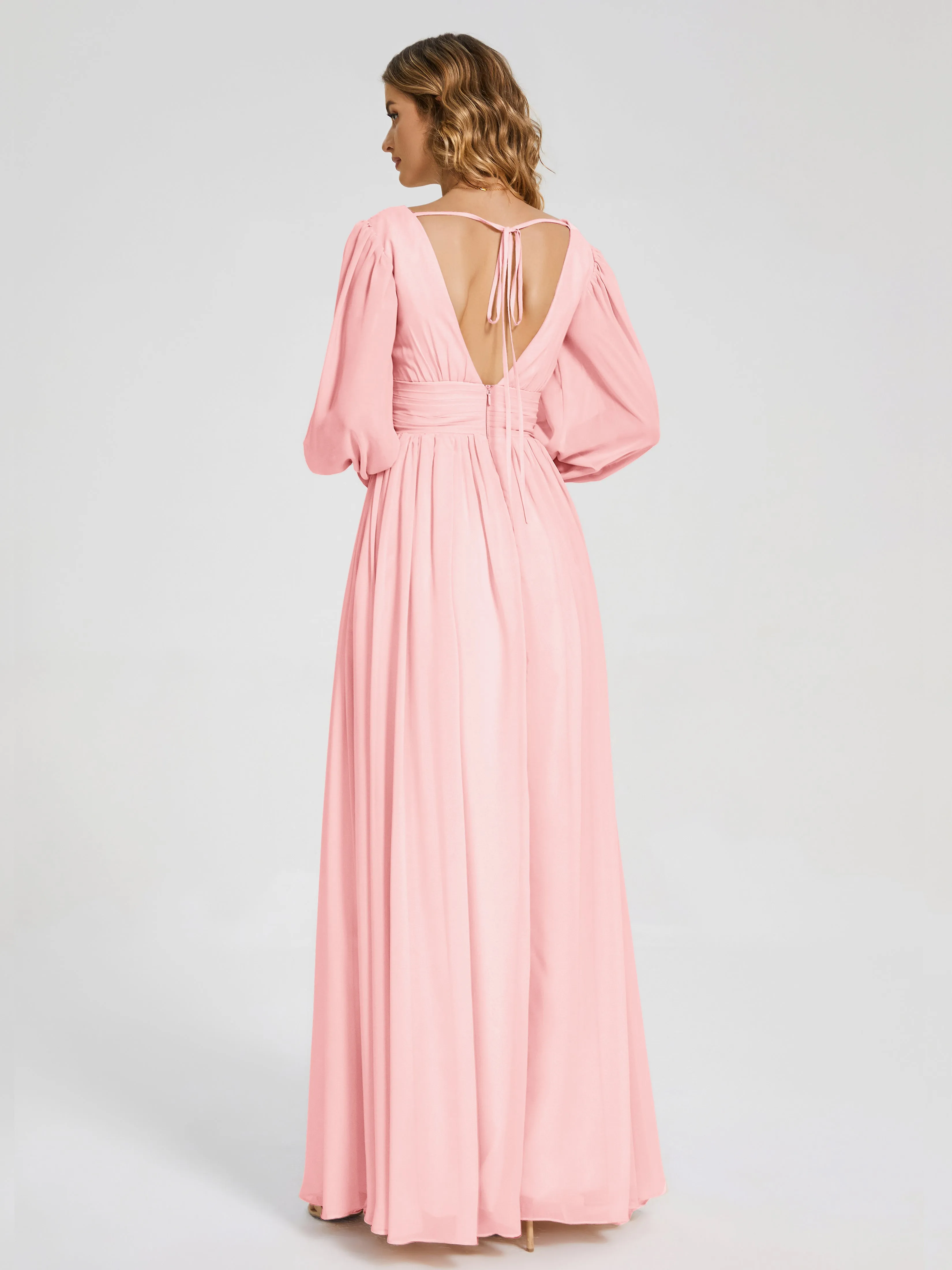 Journey Long Sleeves Split Chiffon Bridesmaid Dresses