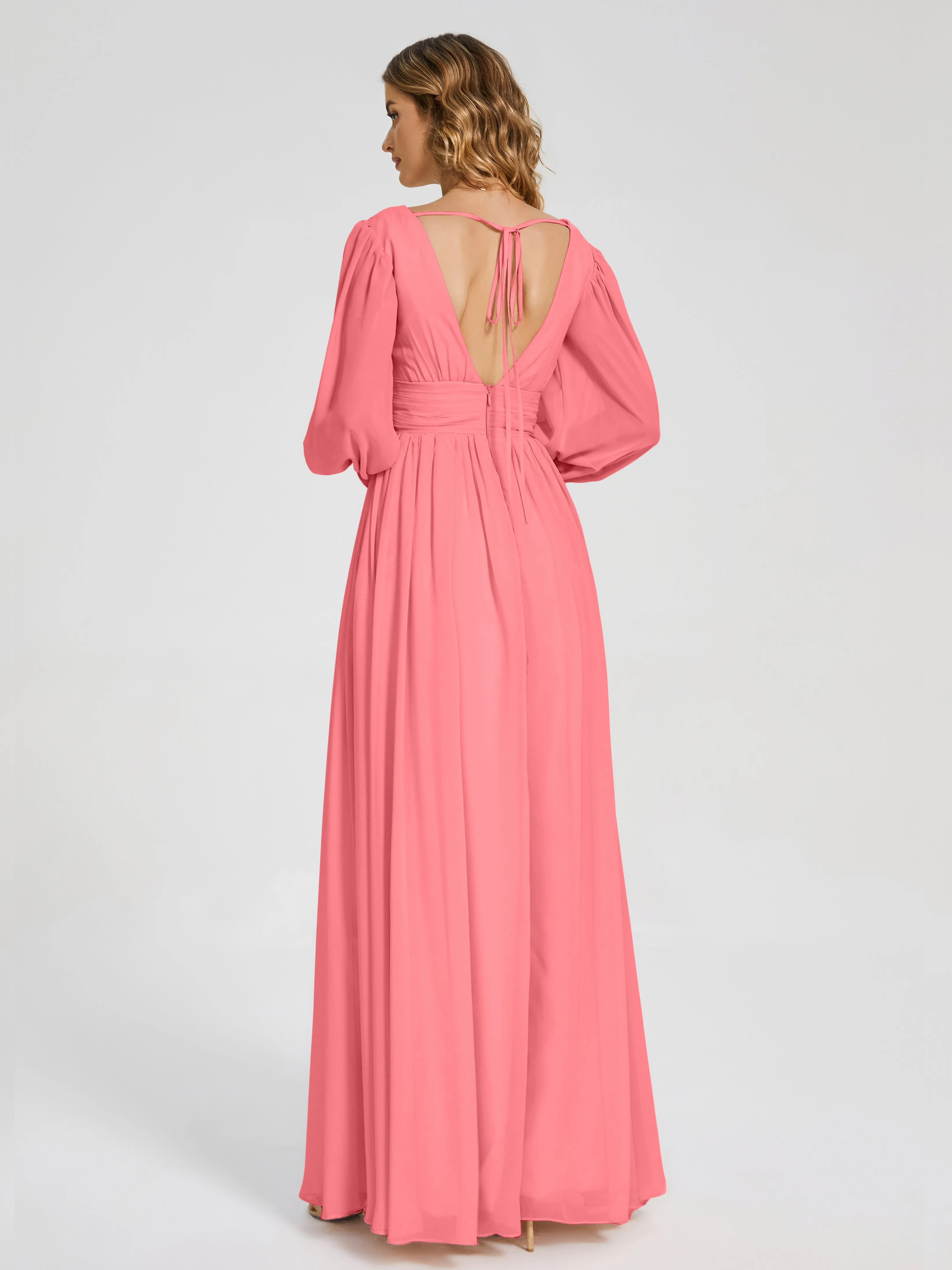 Journey Long Sleeves Split Chiffon Bridesmaid Dresses
