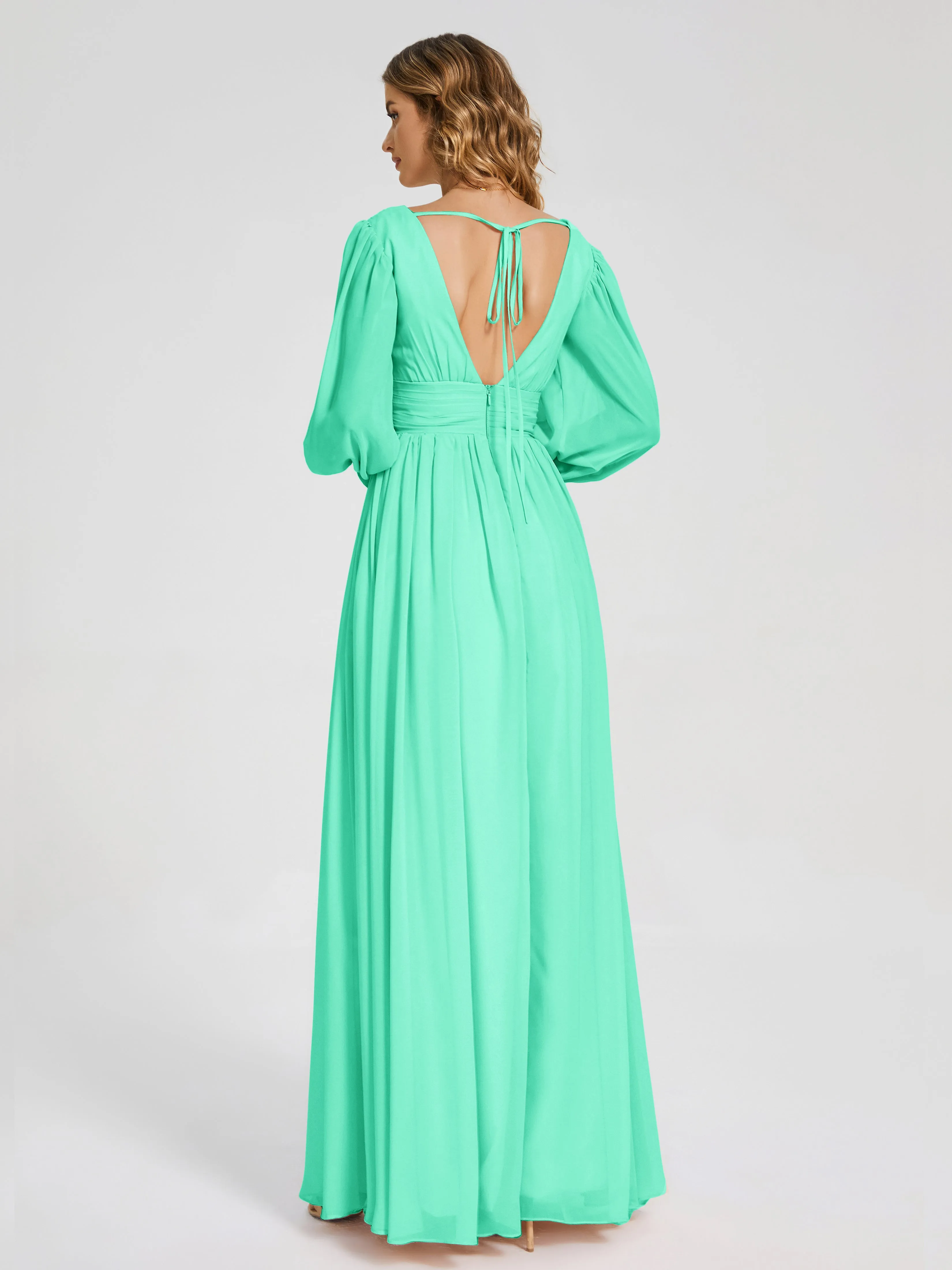 Journey Long Sleeves Split Chiffon Bridesmaid Dresses