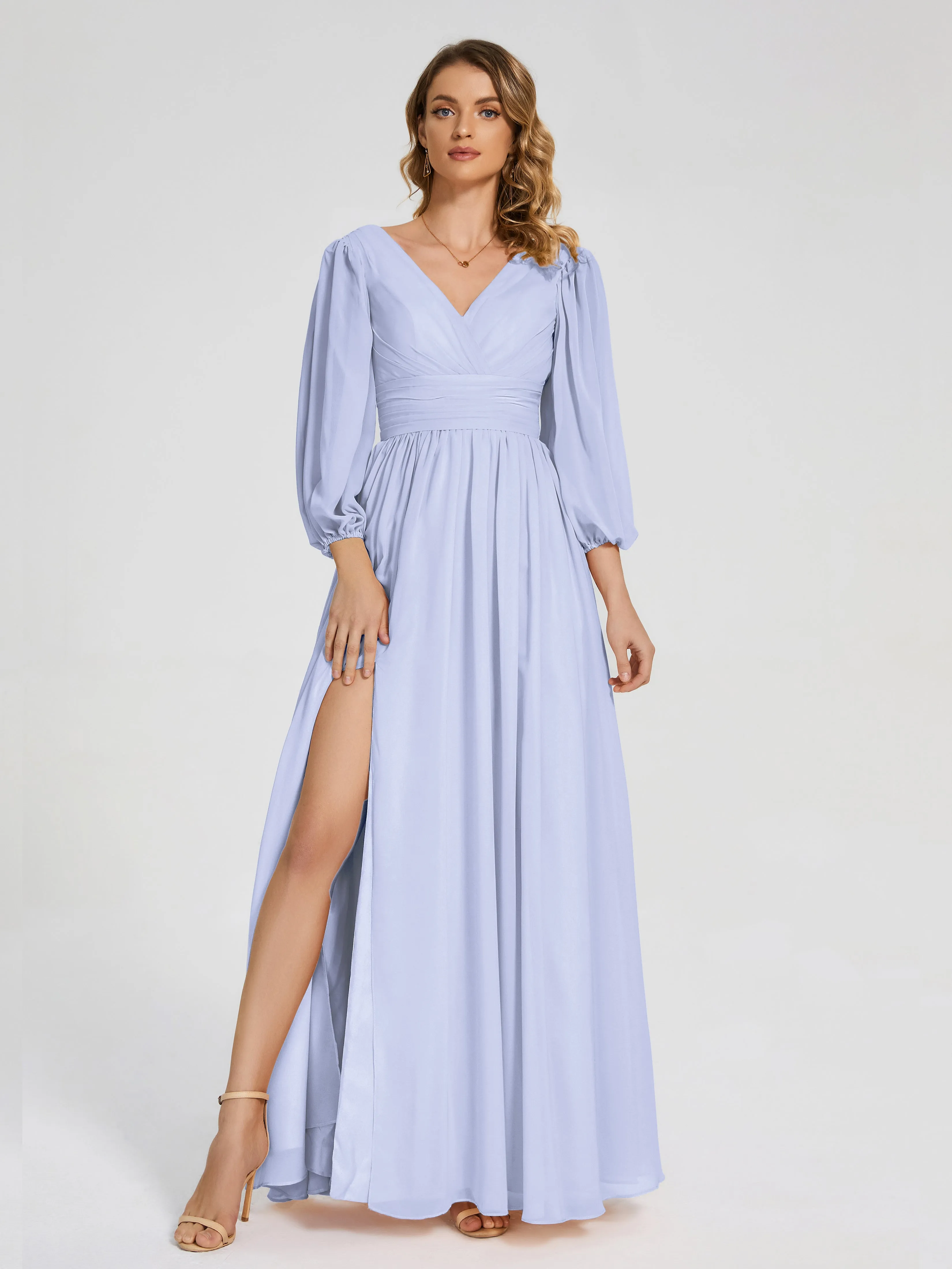 Journey Long Sleeves Split Chiffon Bridesmaid Dresses