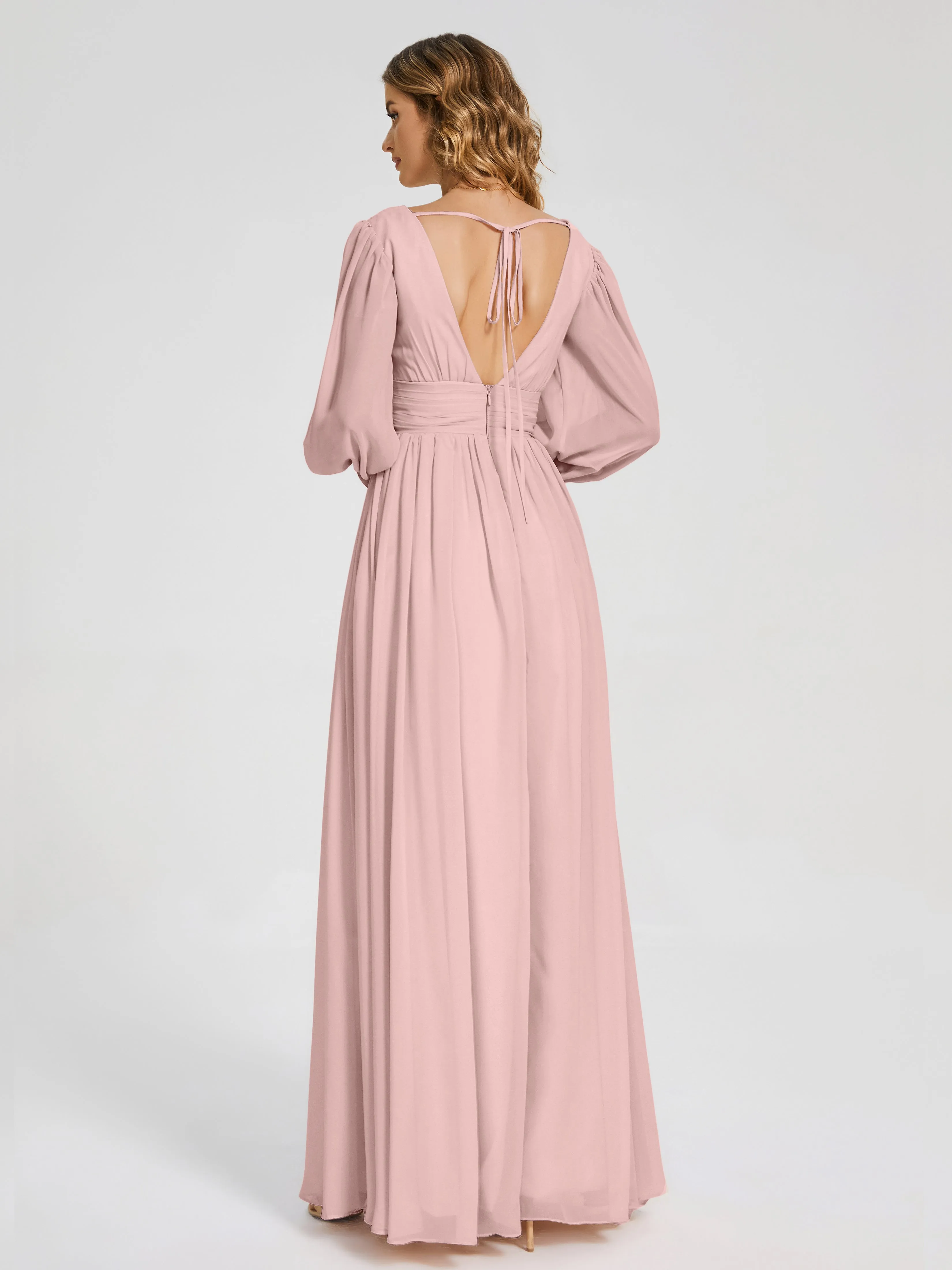 Journey Long Sleeves Split Chiffon Bridesmaid Dresses