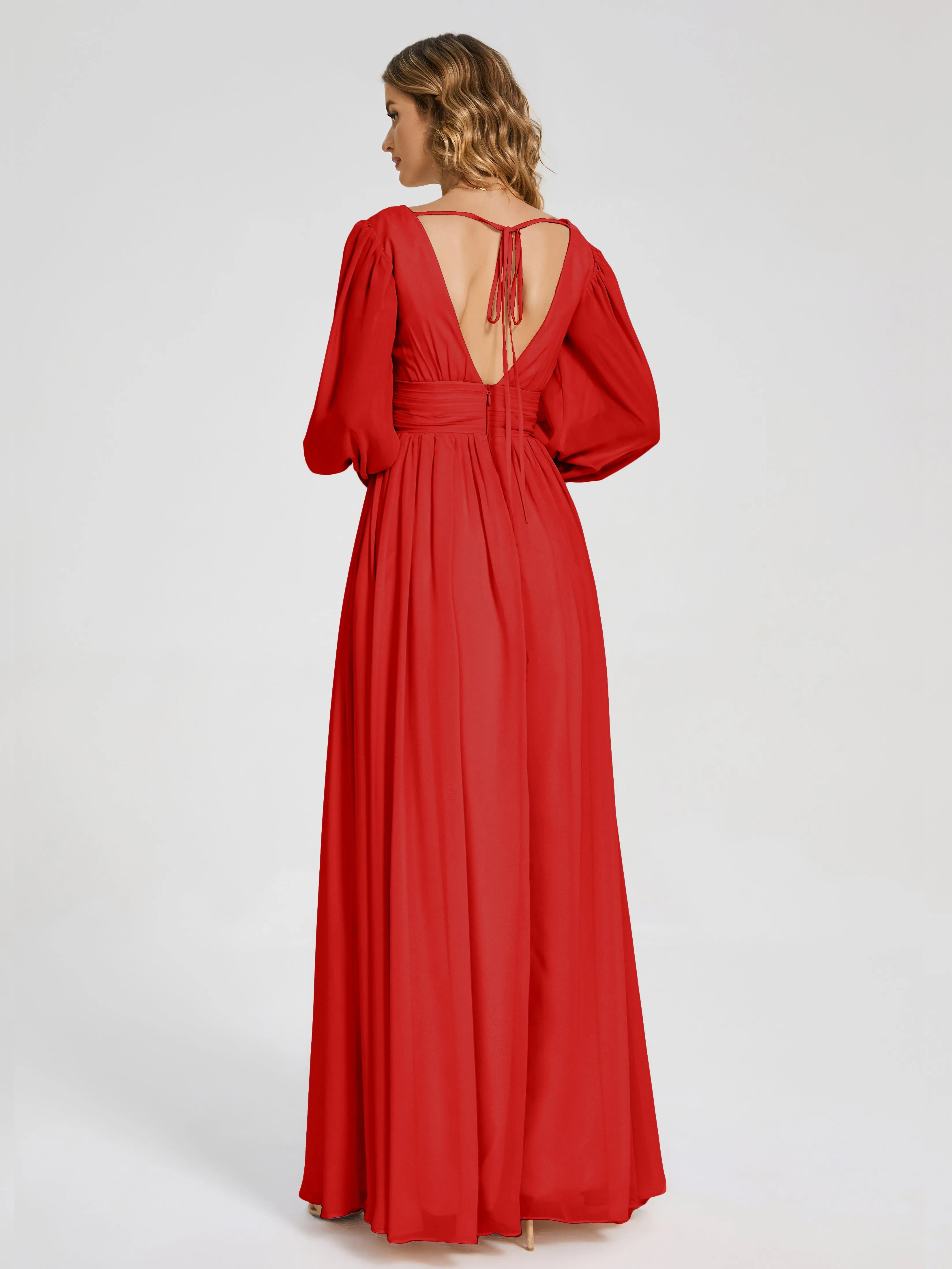 Journey Long Sleeves Split Chiffon Bridesmaid Dresses
