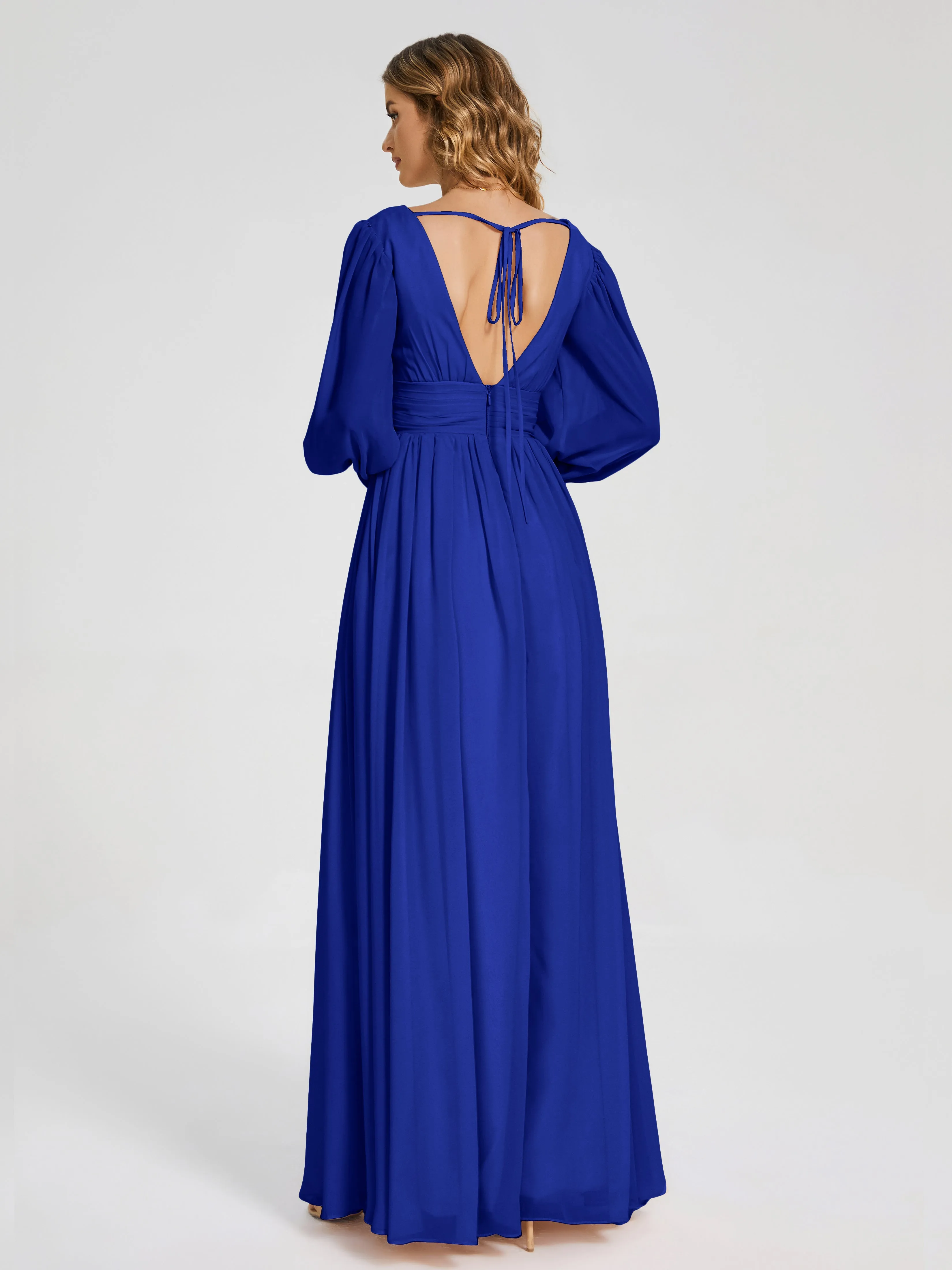 Journey Long Sleeves Split Chiffon Bridesmaid Dresses