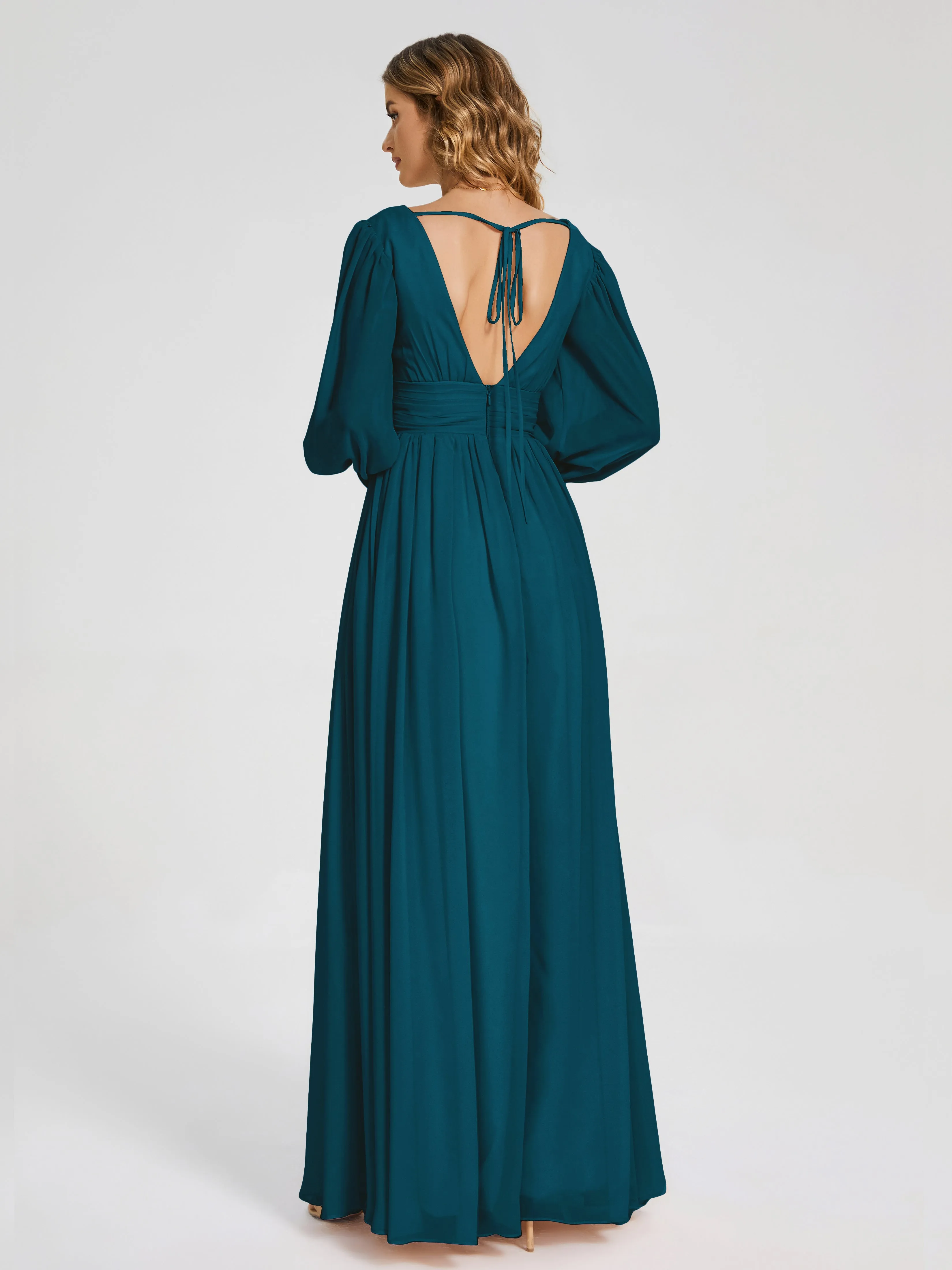 Journey Long Sleeves Split Chiffon Bridesmaid Dresses