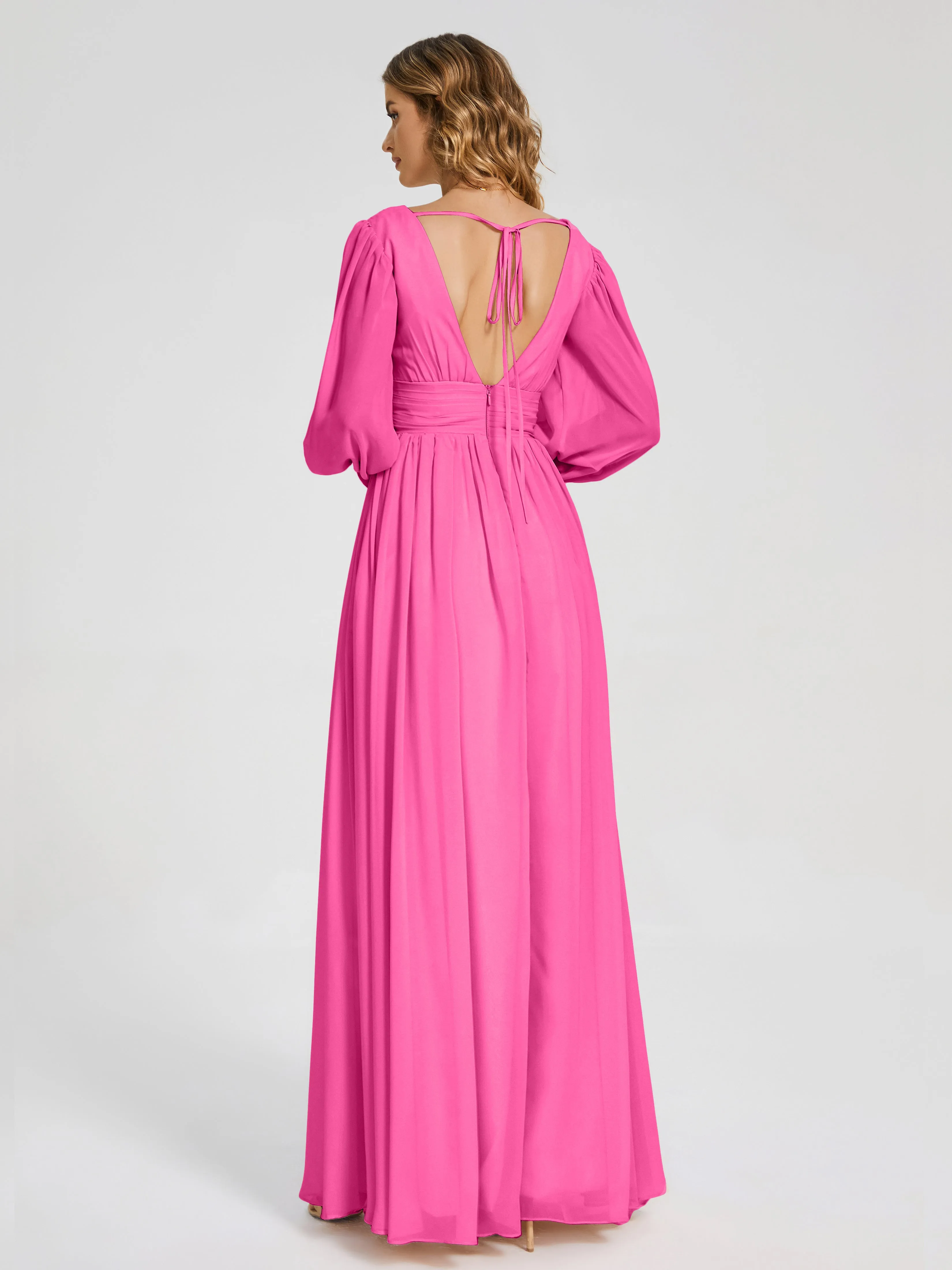 Journey Long Sleeves Split Chiffon Bridesmaid Dresses