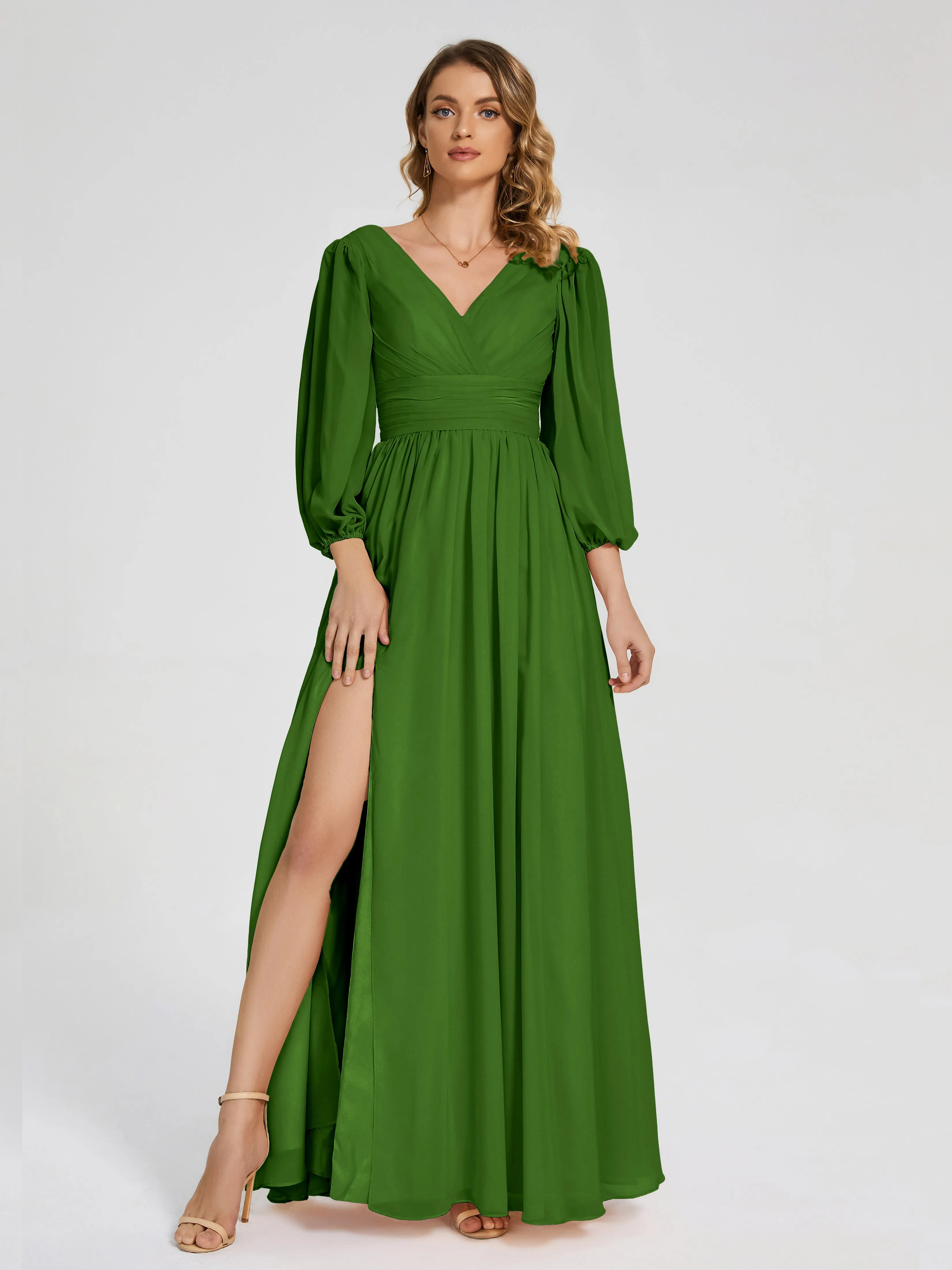 Journey Long Sleeves Split Chiffon Bridesmaid Dresses