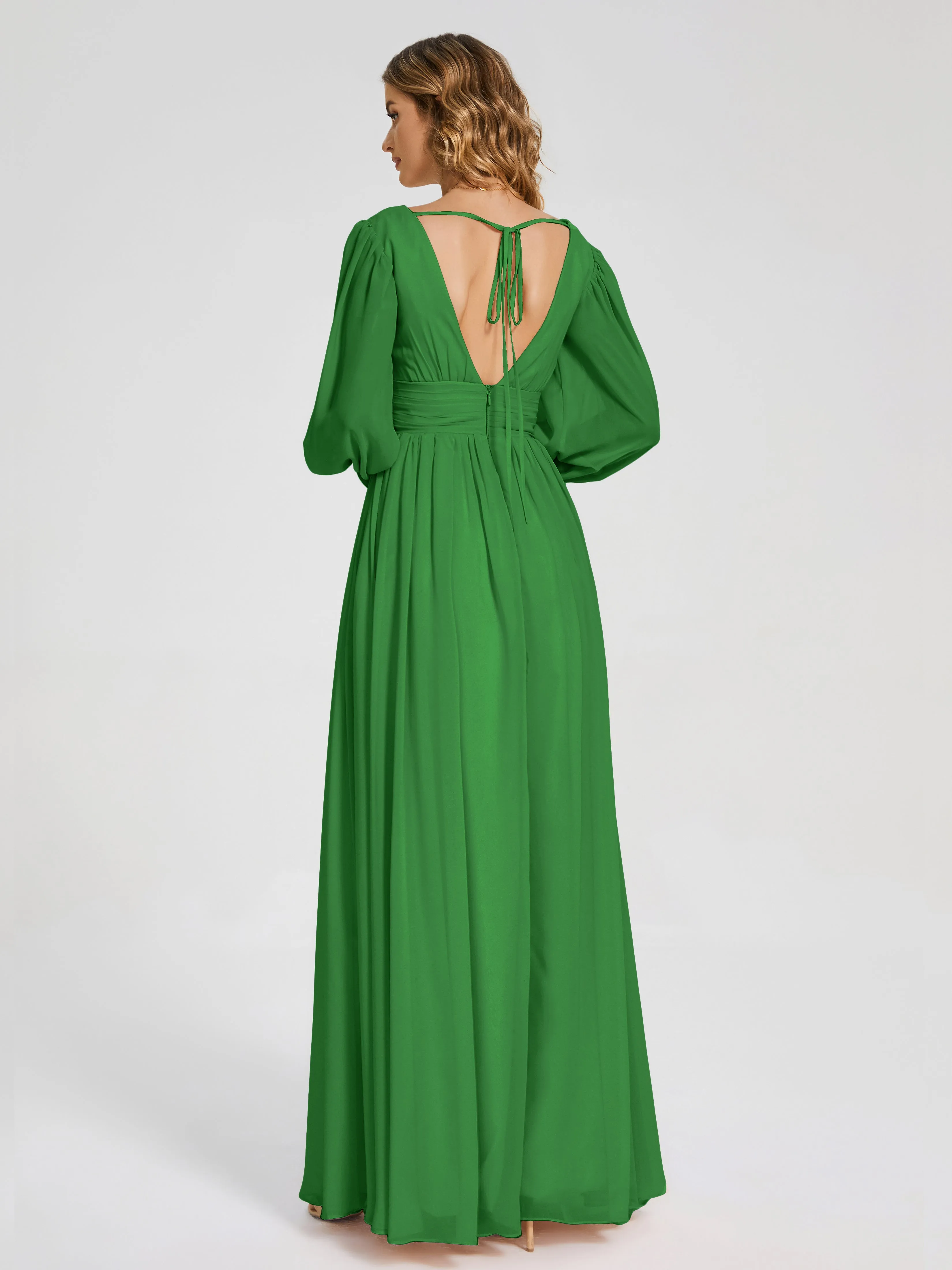 Journey Long Sleeves Split Chiffon Bridesmaid Dresses