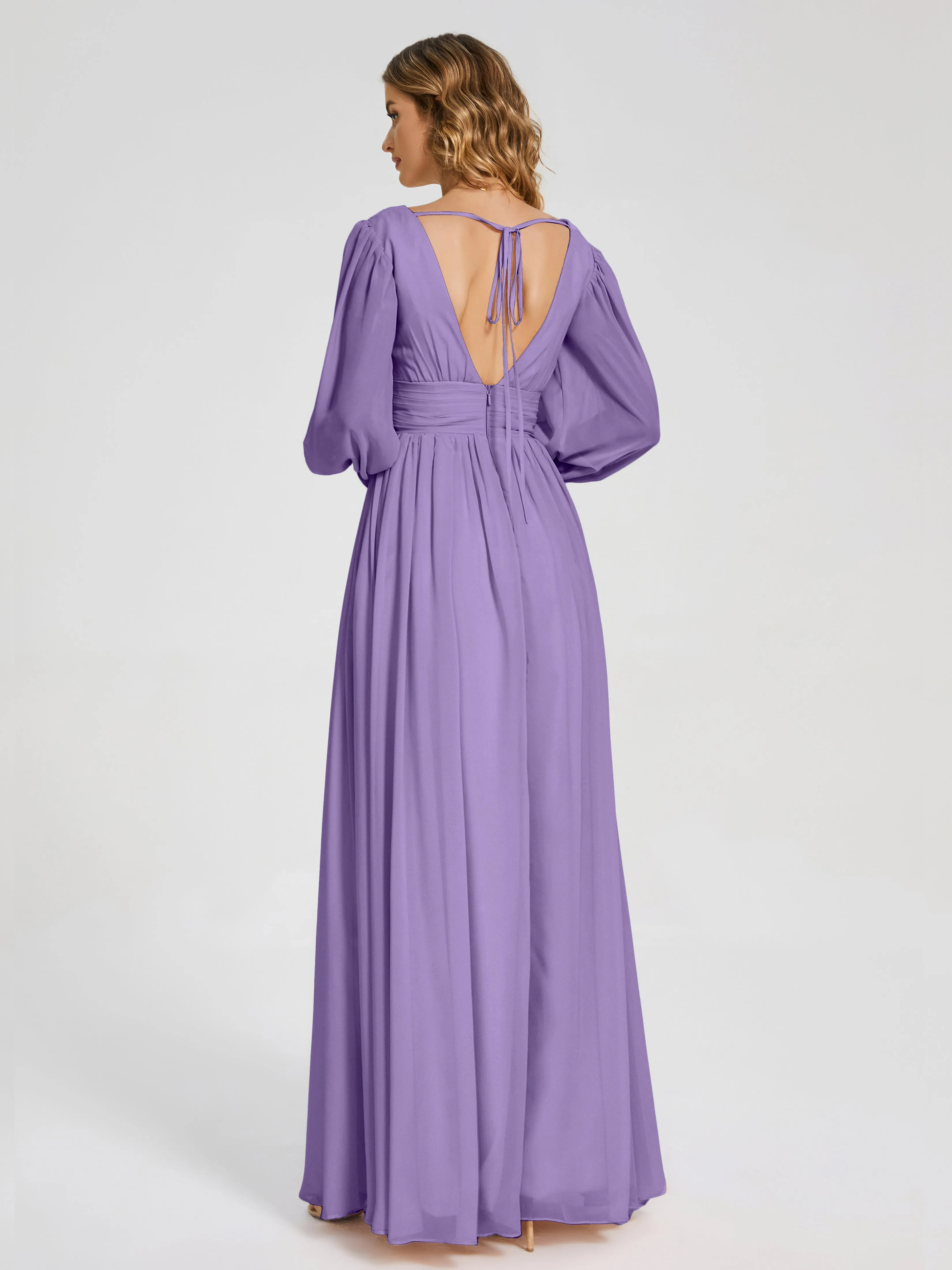 Journey Long Sleeves Split Chiffon Bridesmaid Dresses