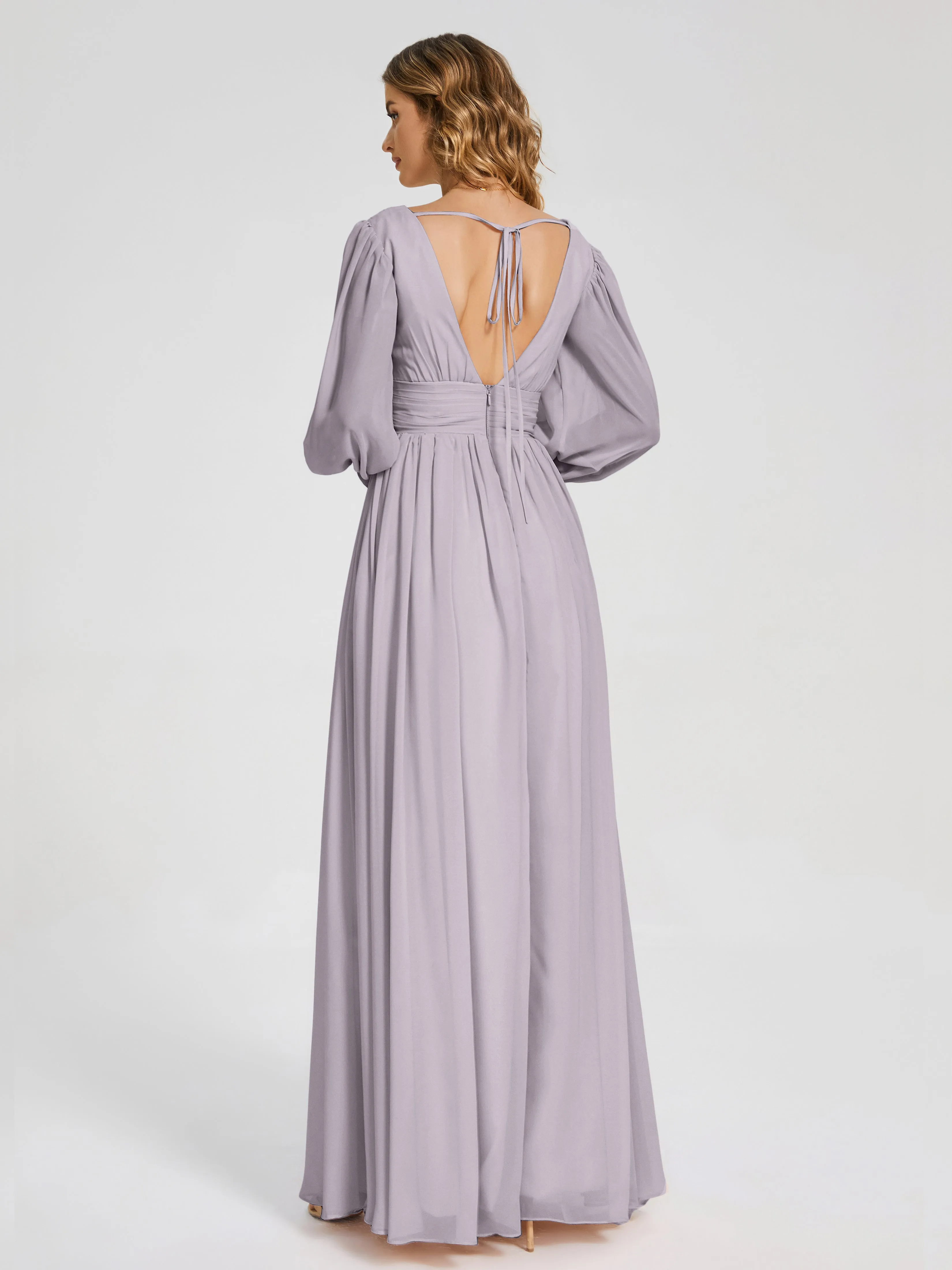 Journey Long Sleeves Split Chiffon Bridesmaid Dresses