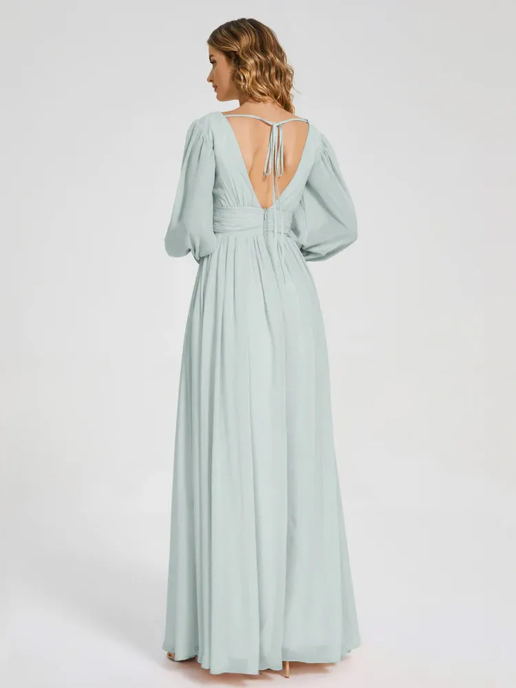 Journey Long Sleeves Split Chiffon Bridesmaid Dresses