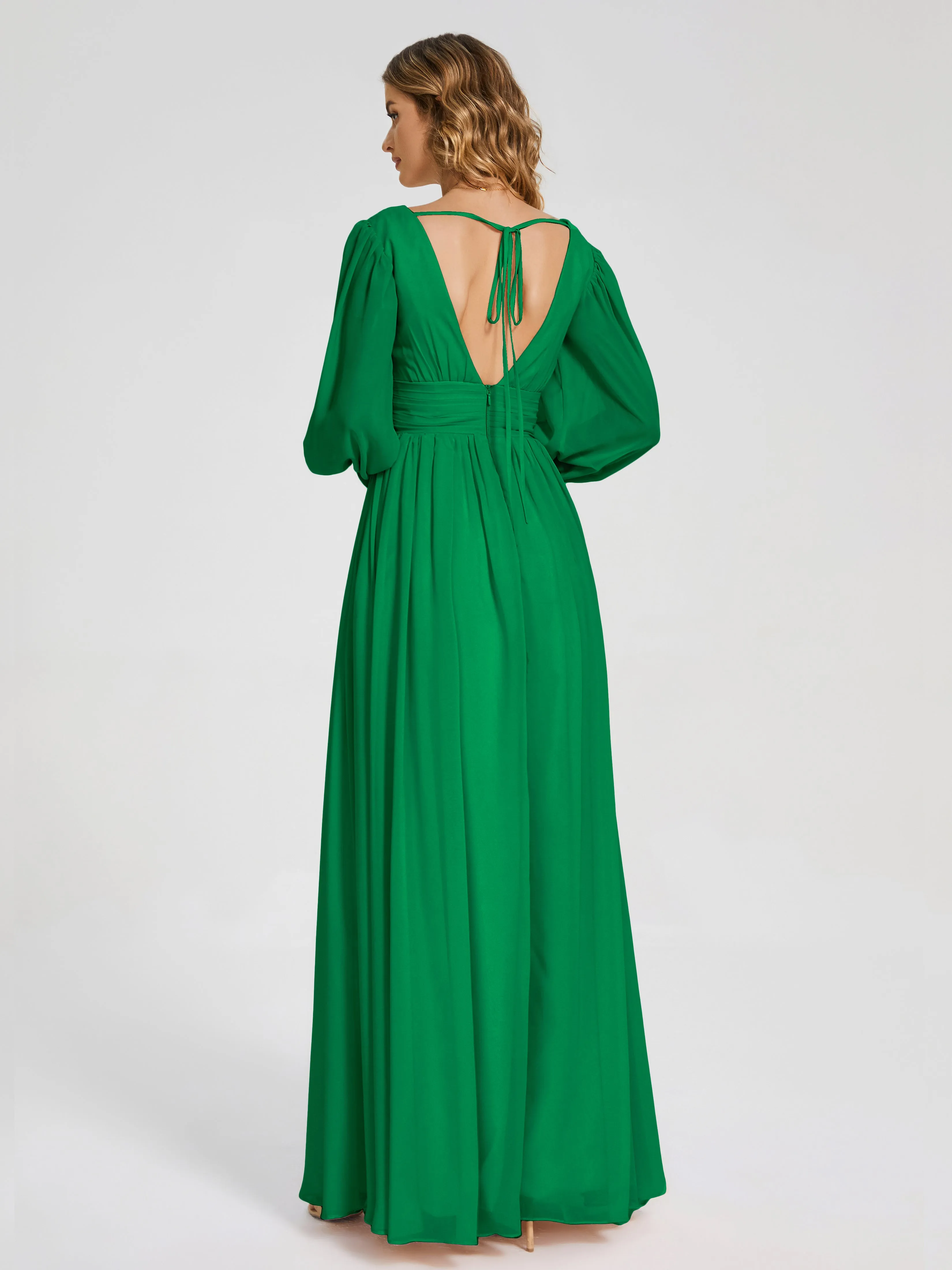 Journey Long Sleeves Split Chiffon Bridesmaid Dresses