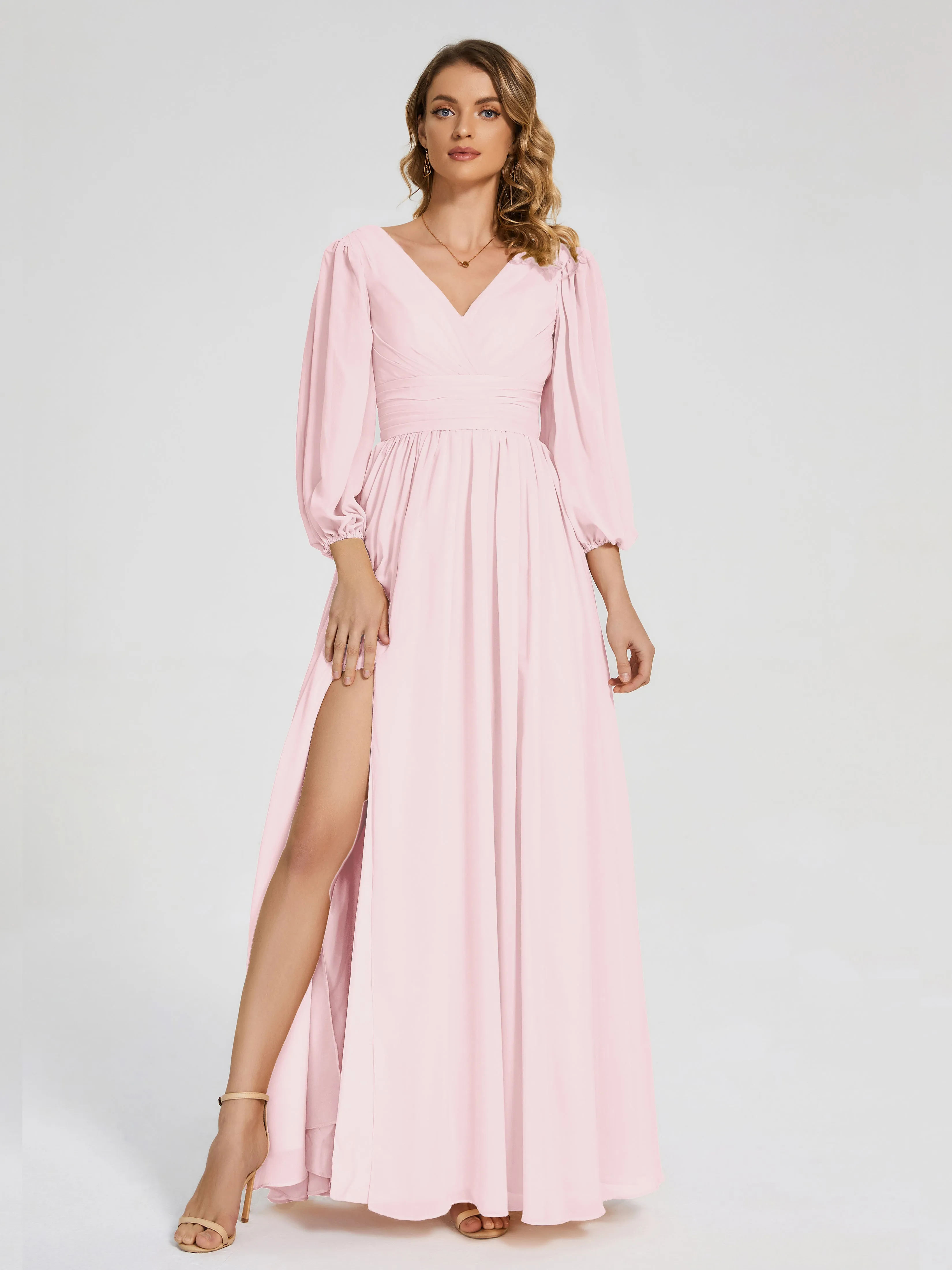 Journey Long Sleeves Split Chiffon Bridesmaid Dresses