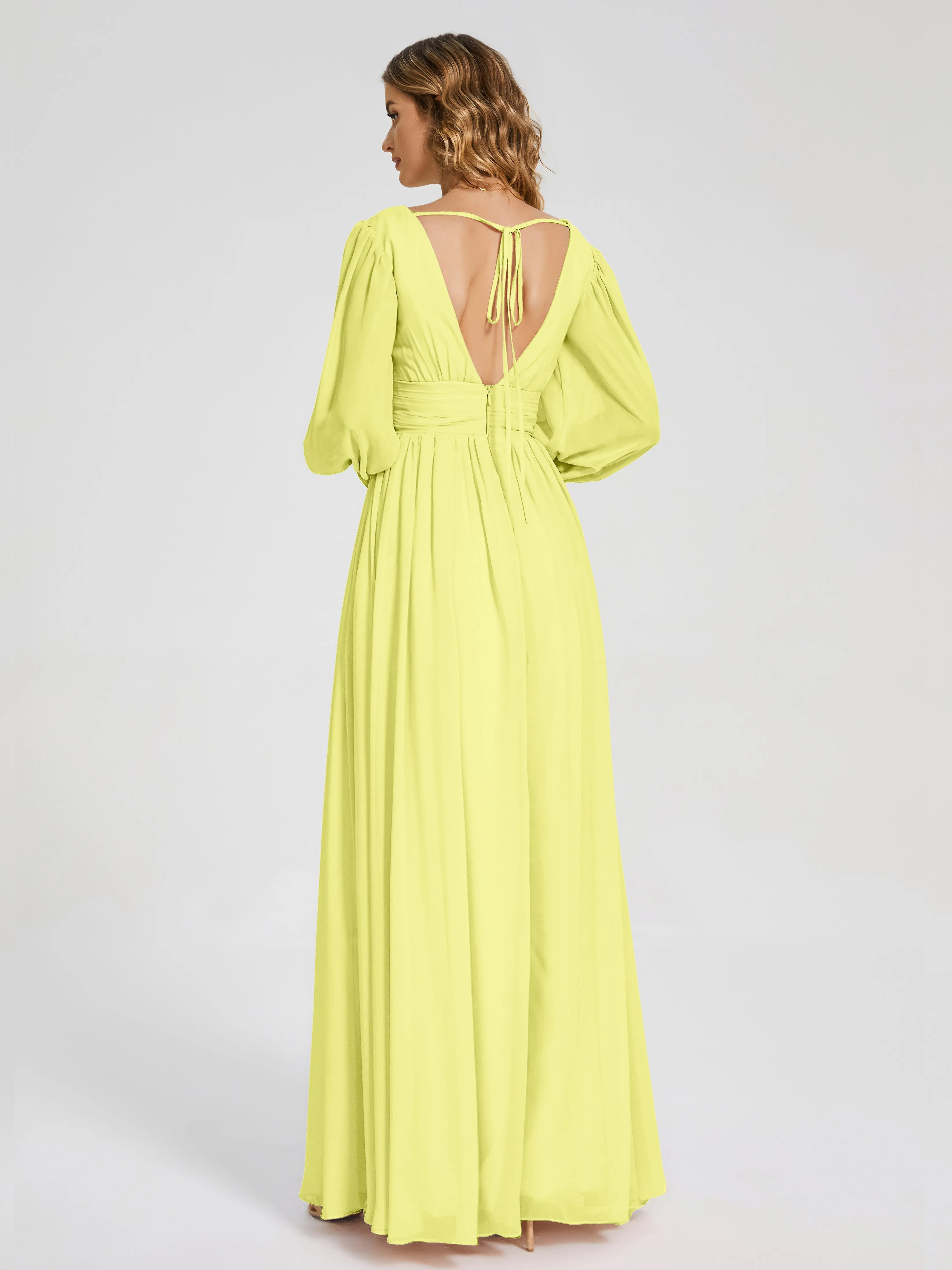 Journey Long Sleeves Split Chiffon Bridesmaid Dresses