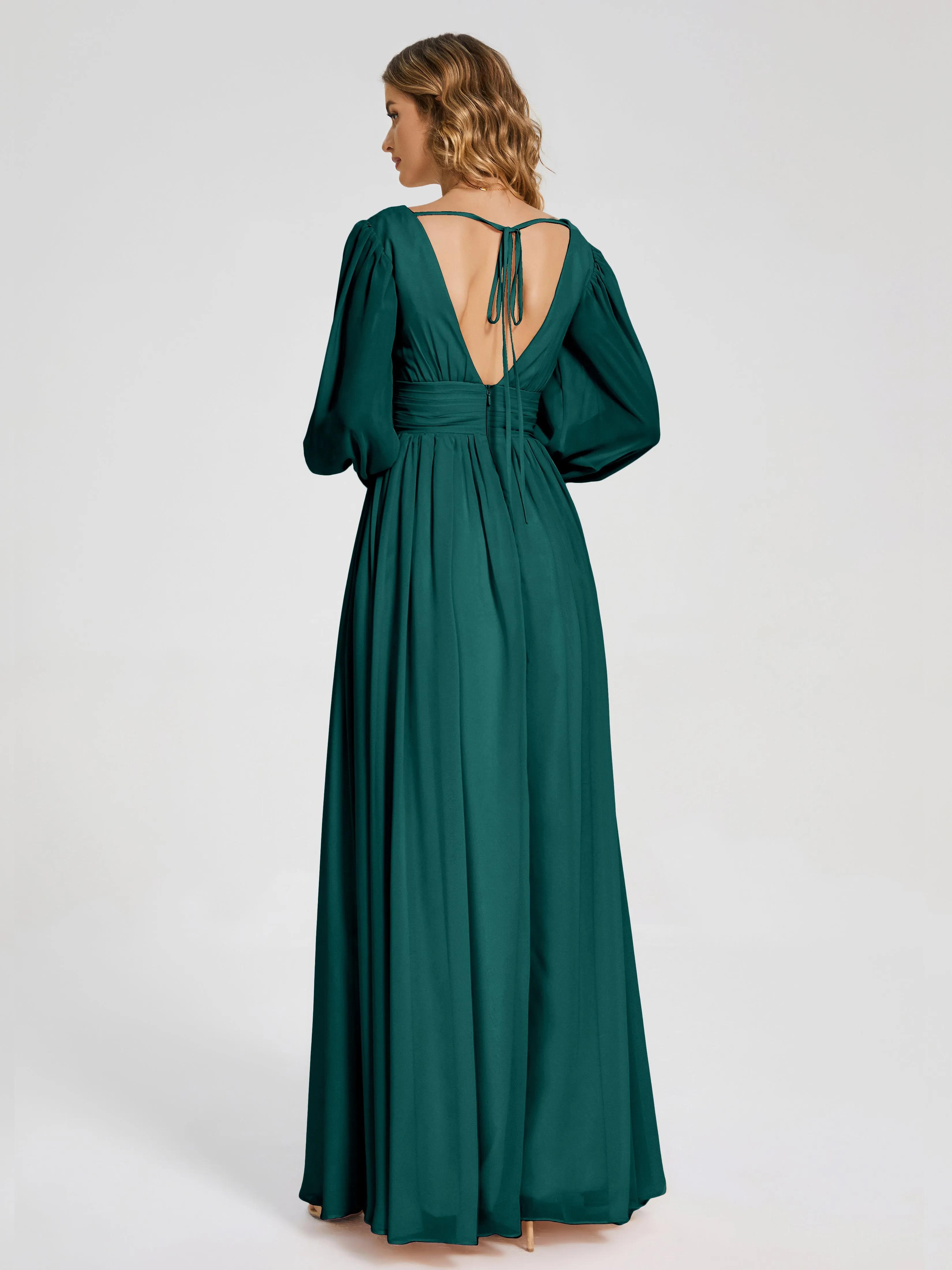 Journey Long Sleeves Split Chiffon Bridesmaid Dresses