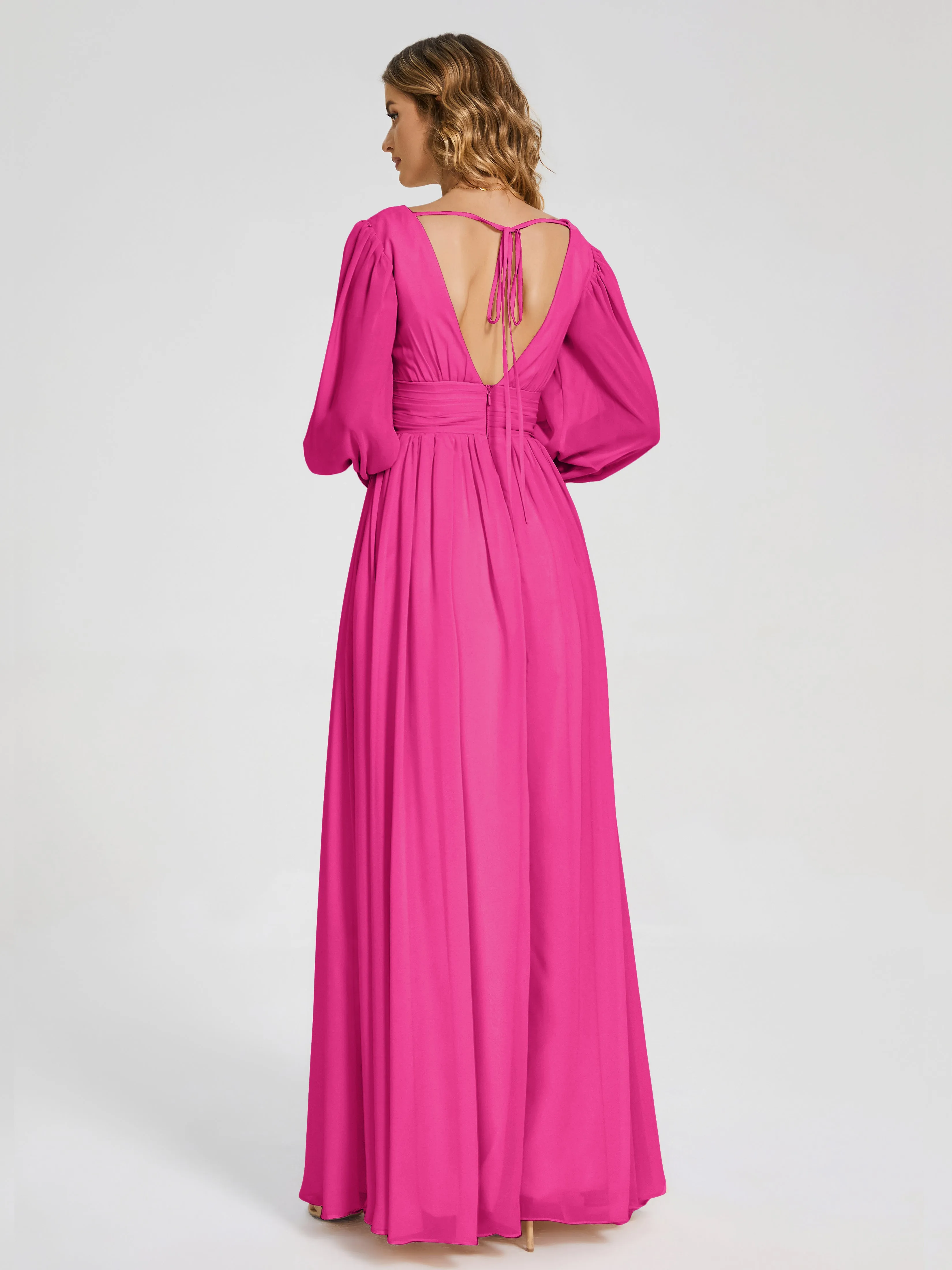 Journey Long Sleeves Split Chiffon Bridesmaid Dresses