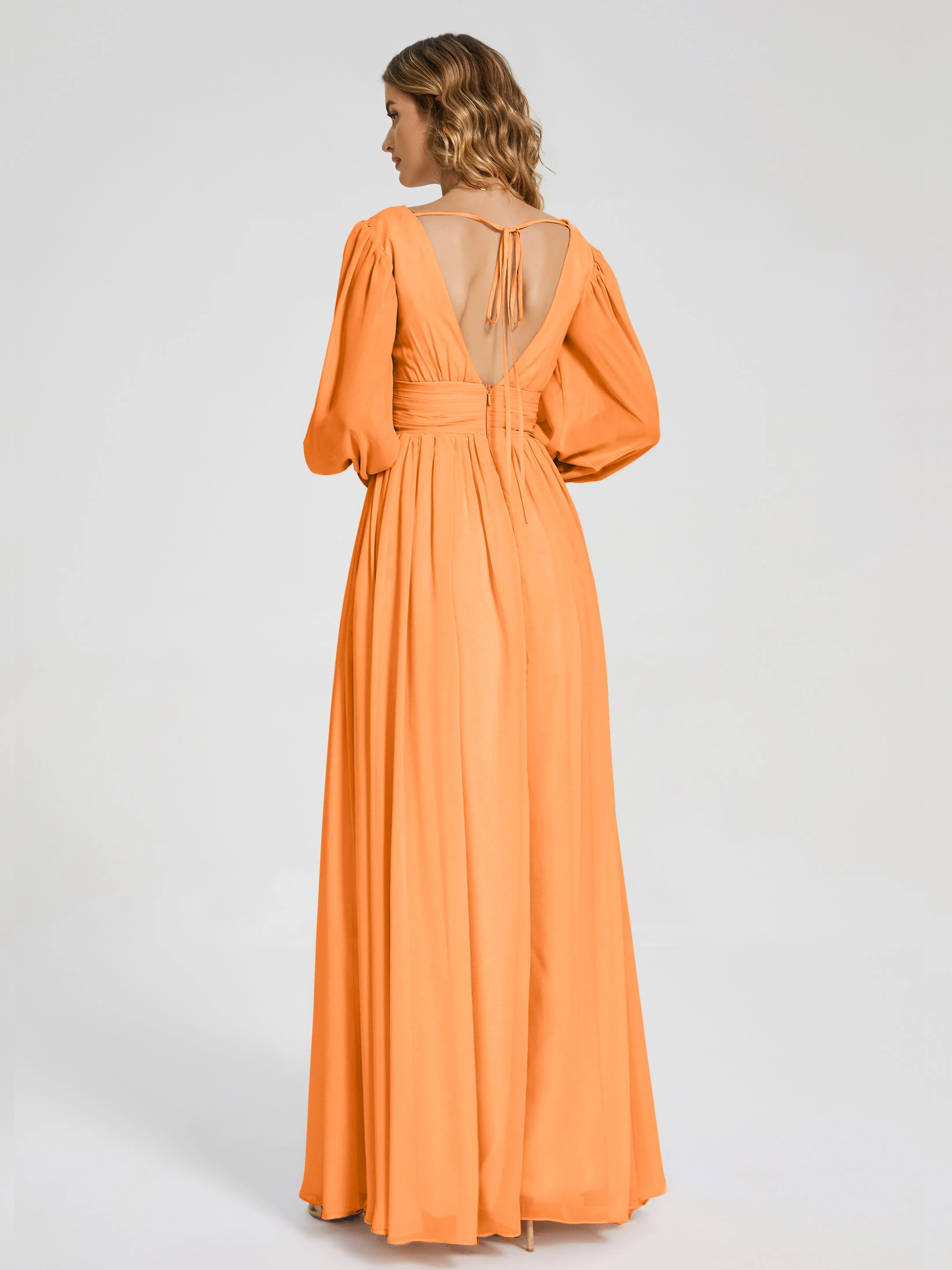 Journey Long Sleeves Split Chiffon Bridesmaid Dresses