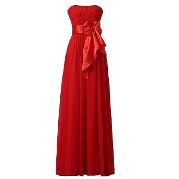 Long Chiffon Strapless Off the Shoulder High Waist With Cute Bow Prom Party