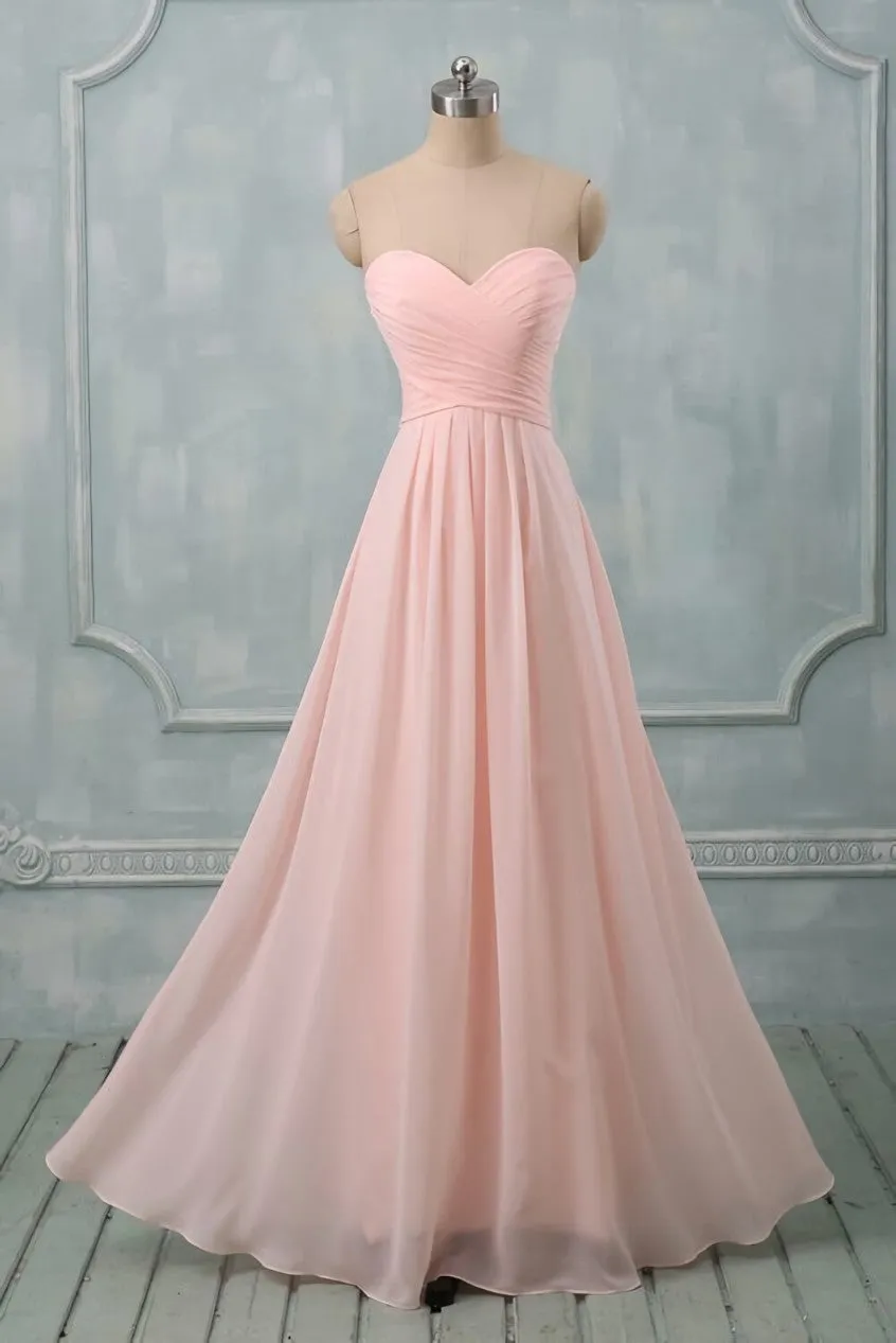 Lovely Light Pink Sweetheart Long Bridesmaid Dress Long Prom Dress